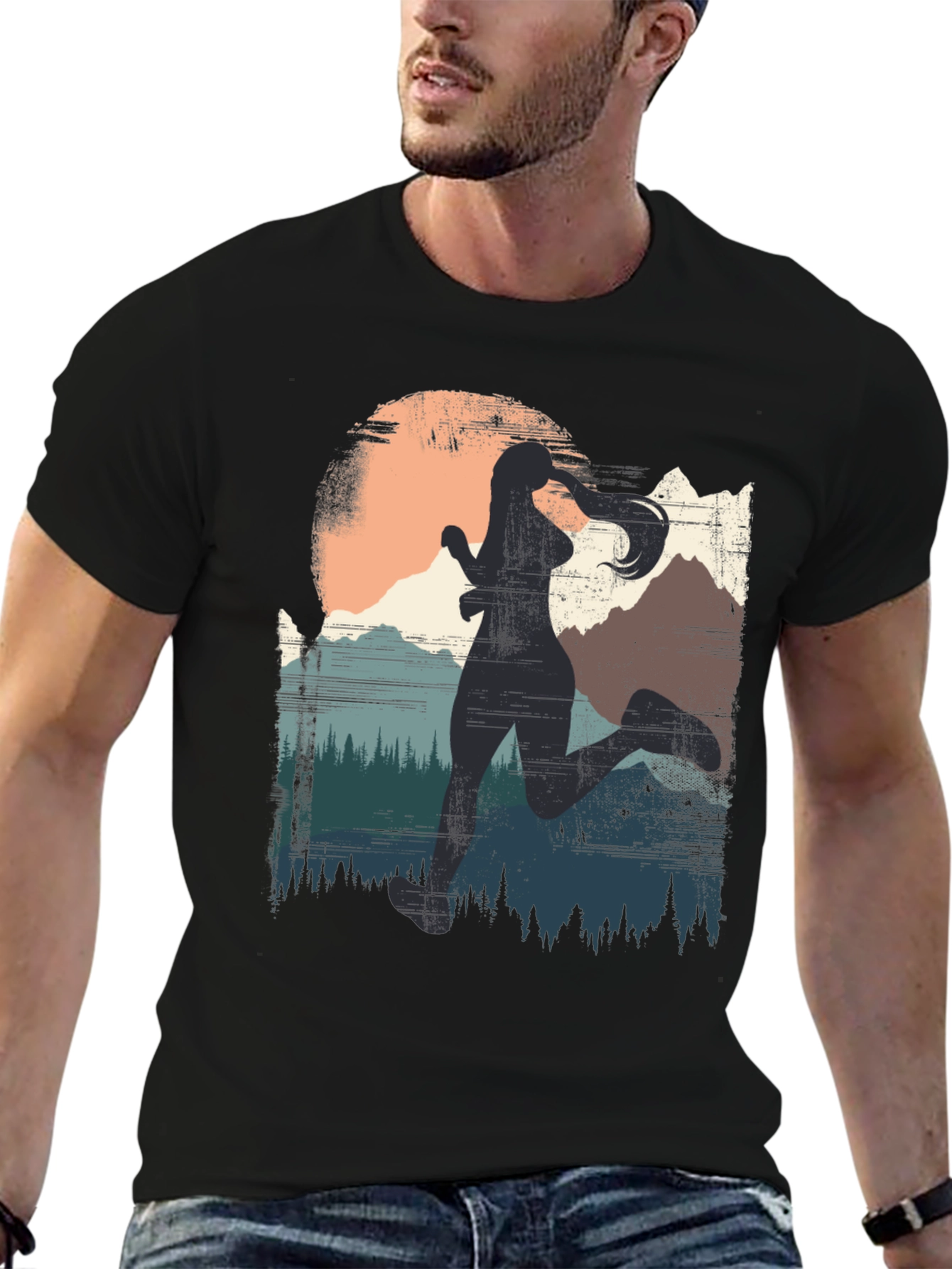 Womens Trail Running T-Shirt - Mountain Silhouette