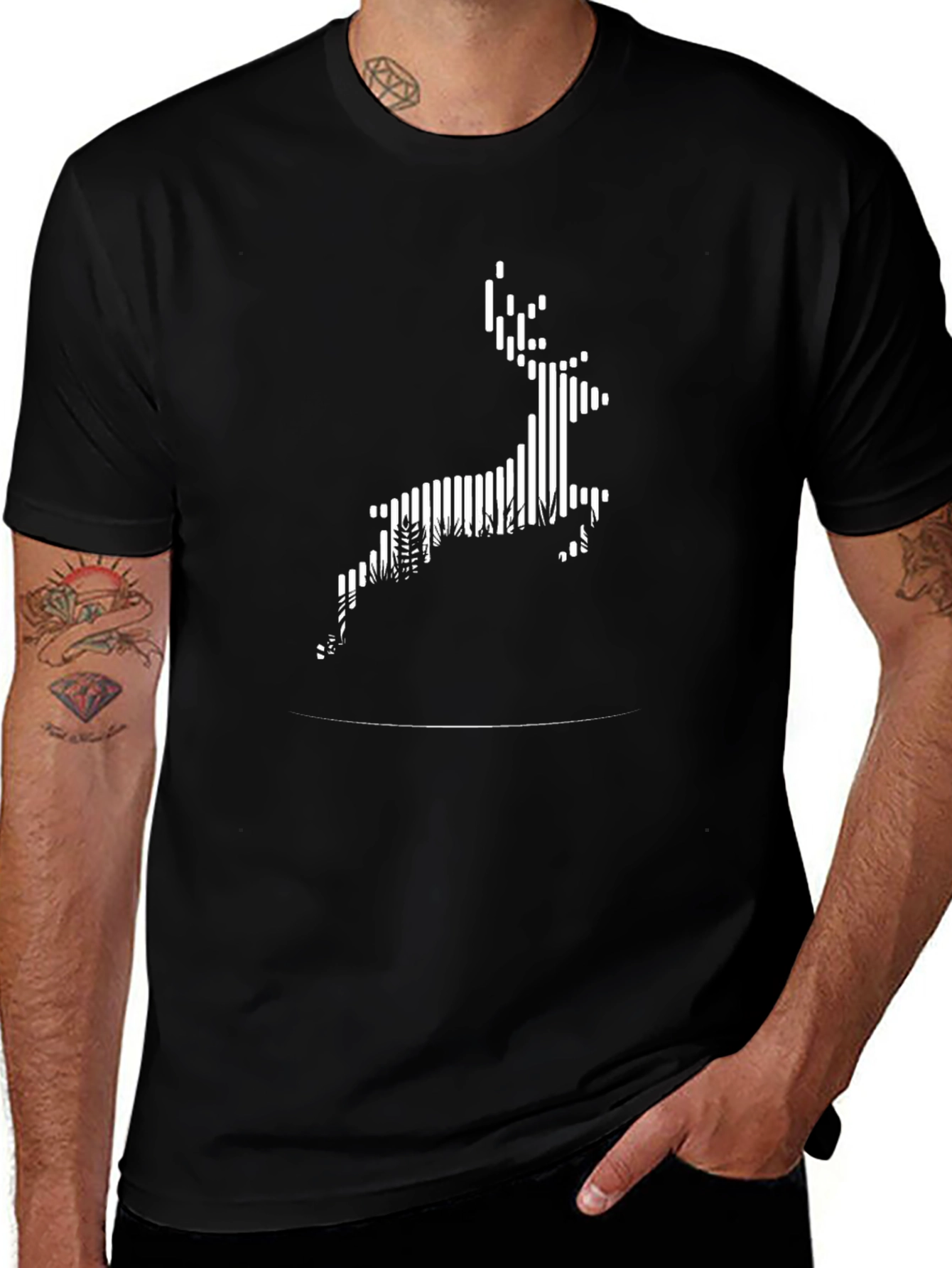 Deer Graphic Tee - Black Cotton Blend