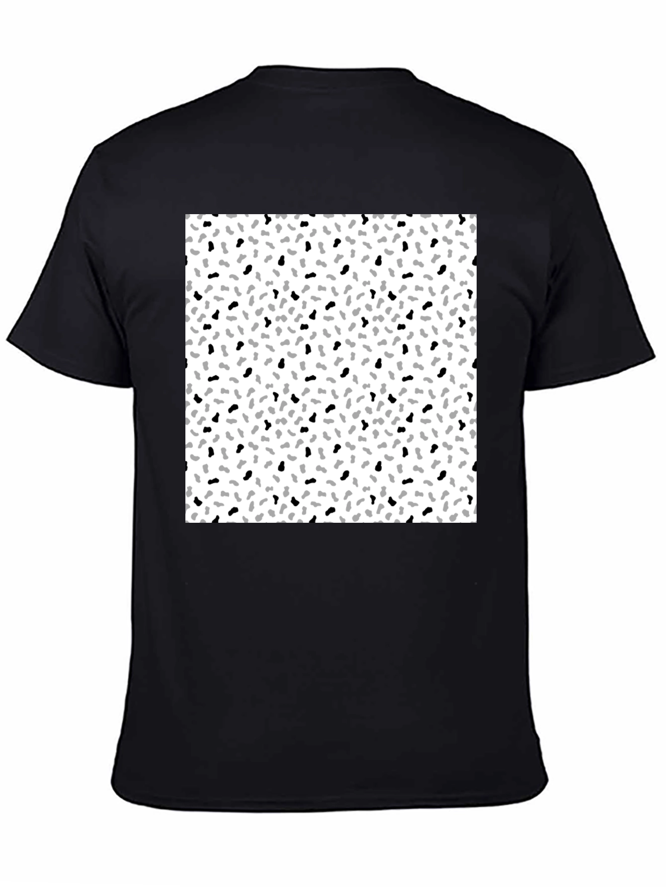 Black T-Shirt with Speckled Pattern Graphic