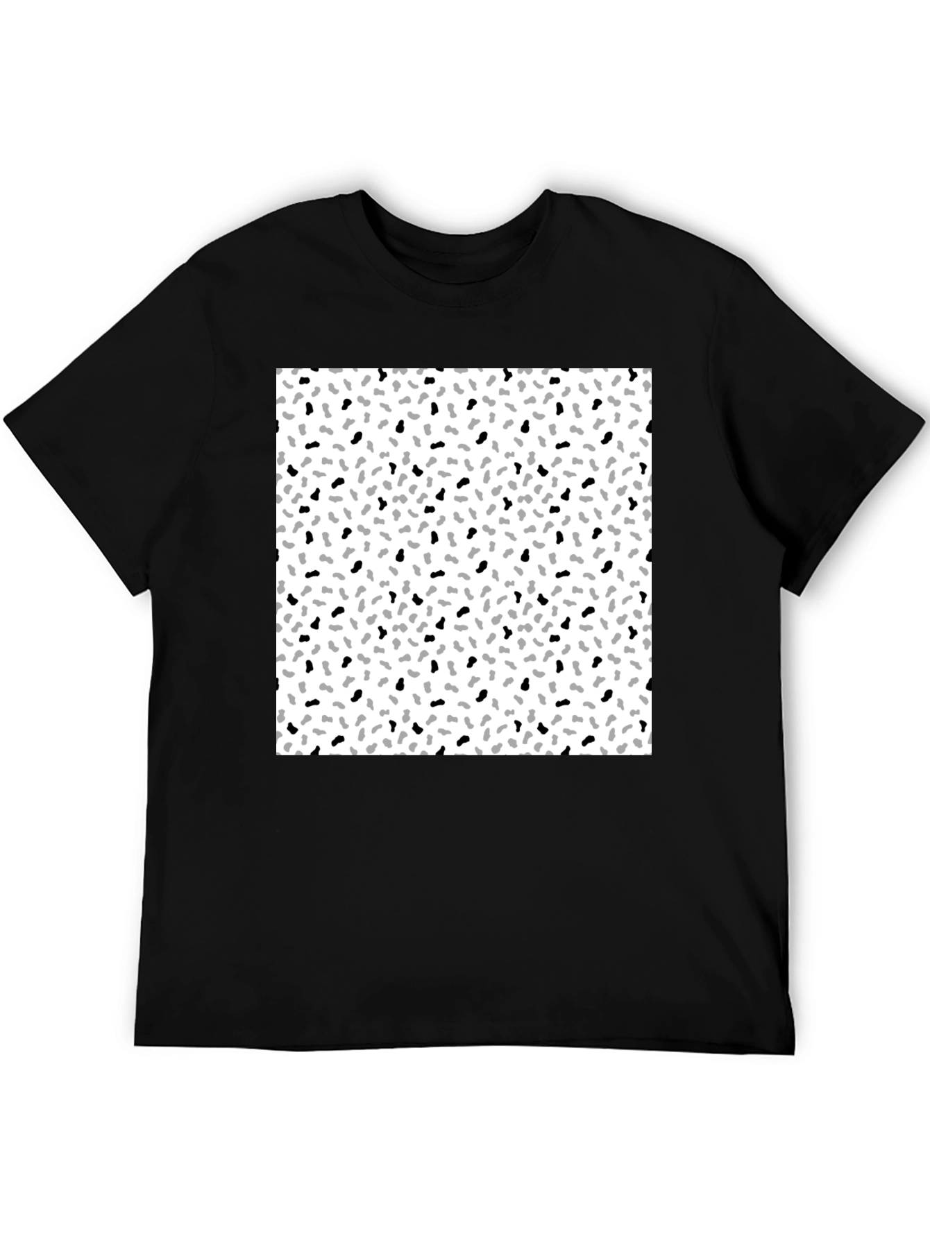 Black T-Shirt with Speckled Pattern Graphic