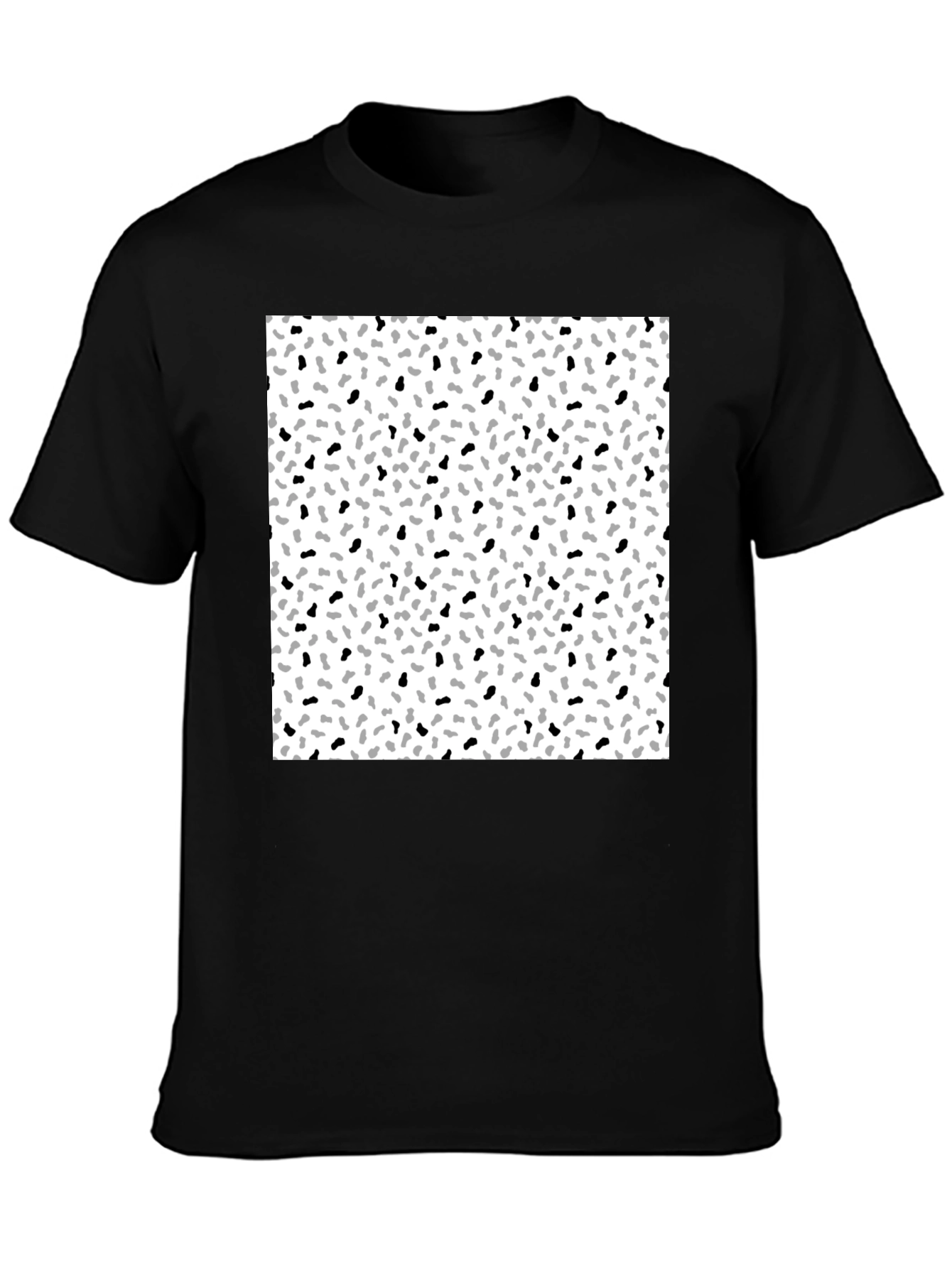 Black T-Shirt with Speckled Pattern Graphic