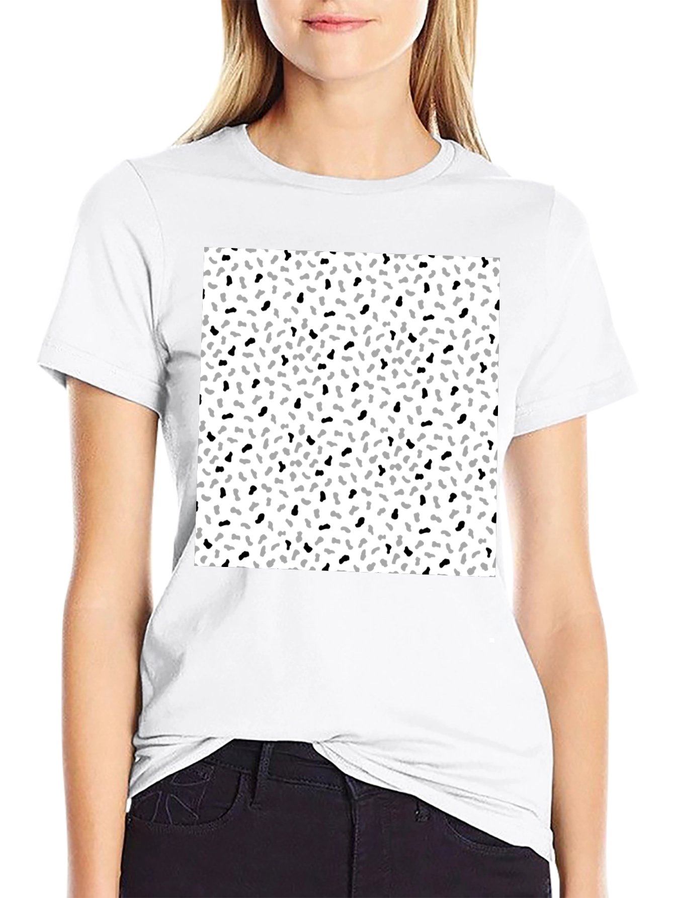 Black T-Shirt with Speckled Pattern Graphic