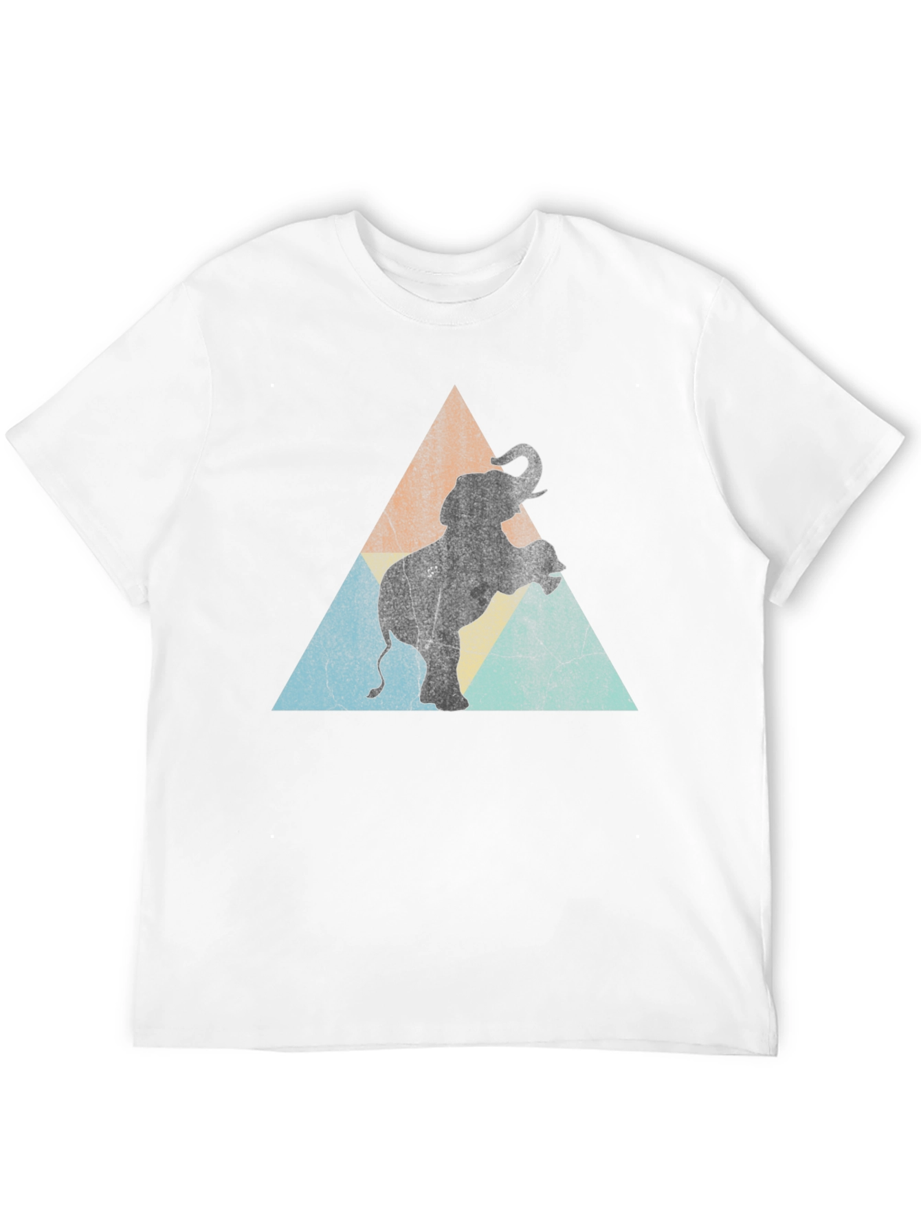 Elephant Retro Triangle Mens Black T-Shirt