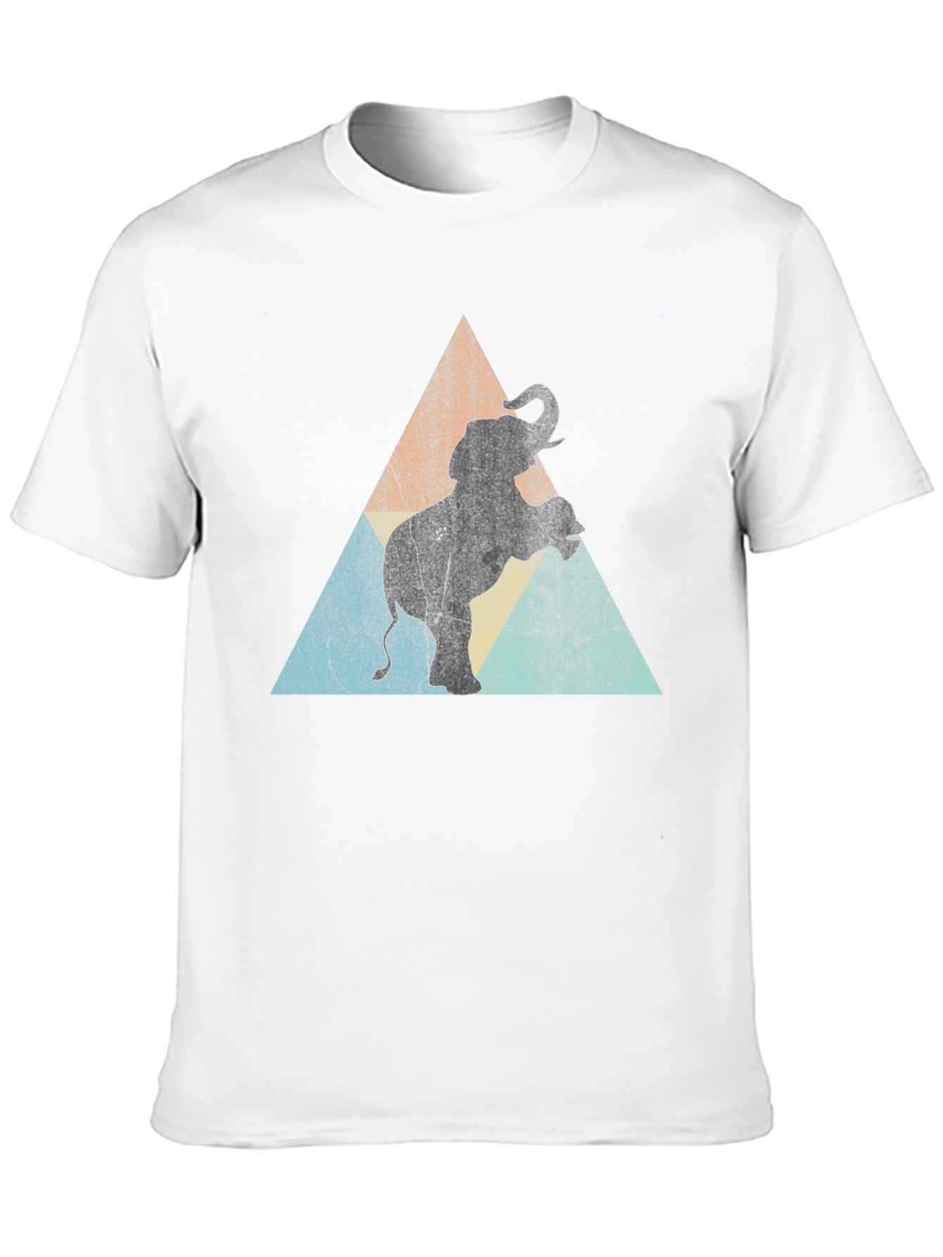 Elephant Retro Triangle Mens Black T-Shirt