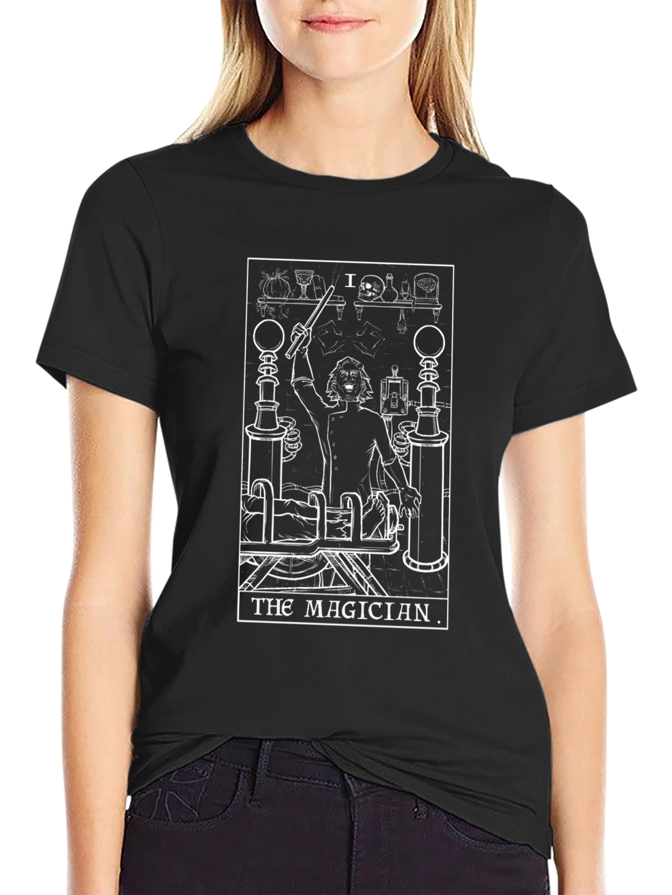 The Magician Tarot Card Black Graphic T-Shirt