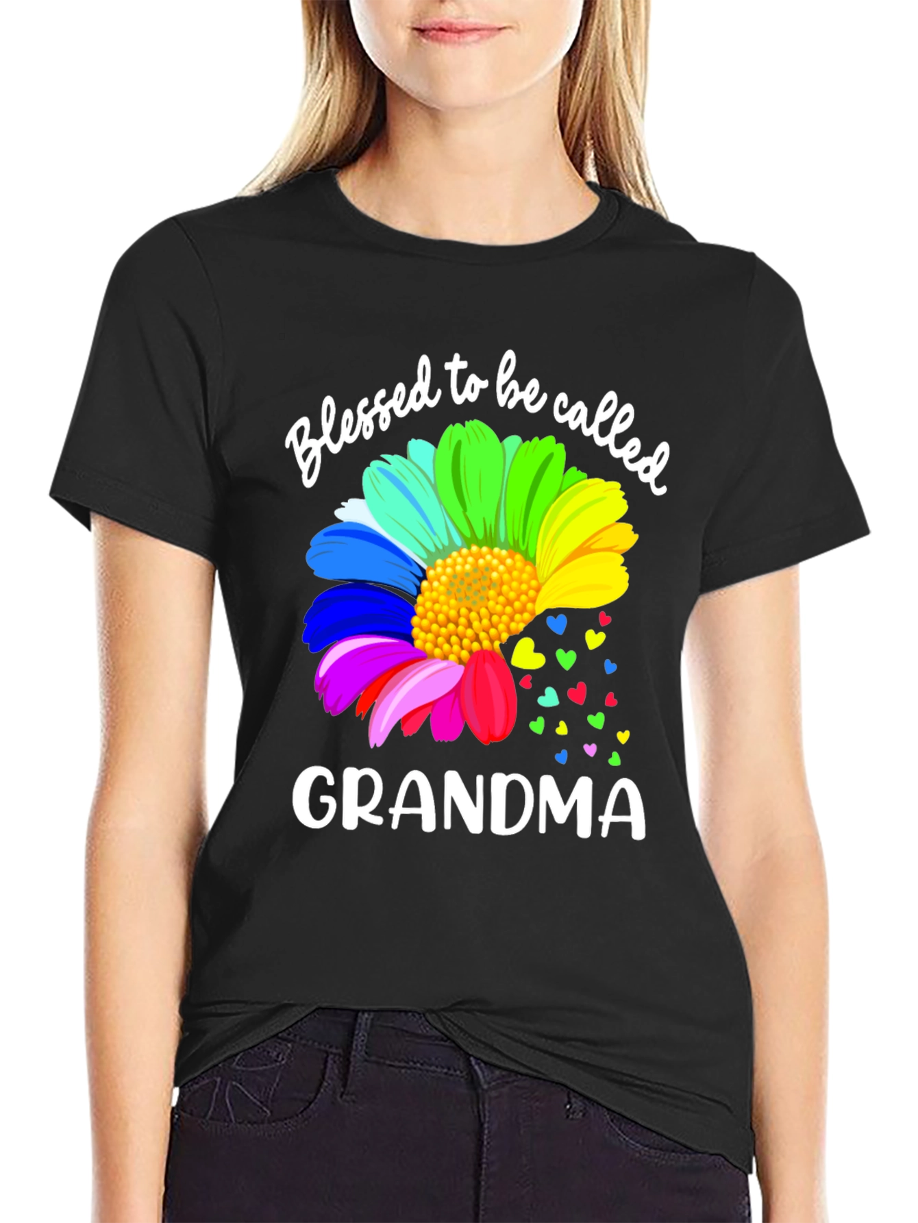 Blessed Grandma Rainbow Flower T-Shirt
