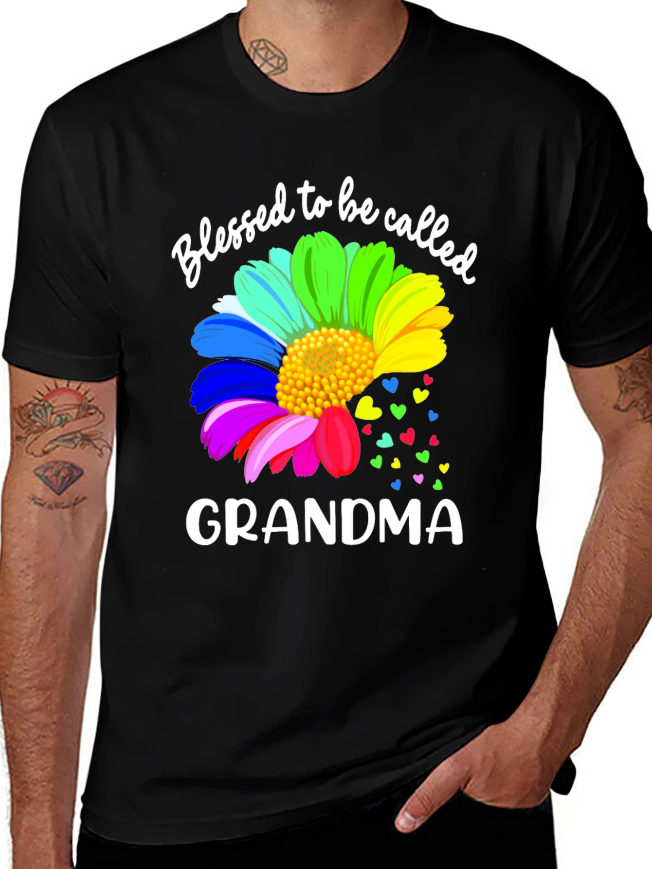 Blessed Grandma Rainbow Flower T-Shirt