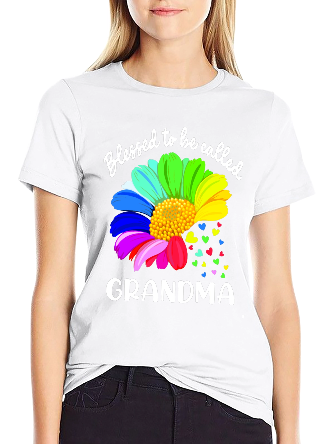 Blessed Grandma Rainbow Flower T-Shirt