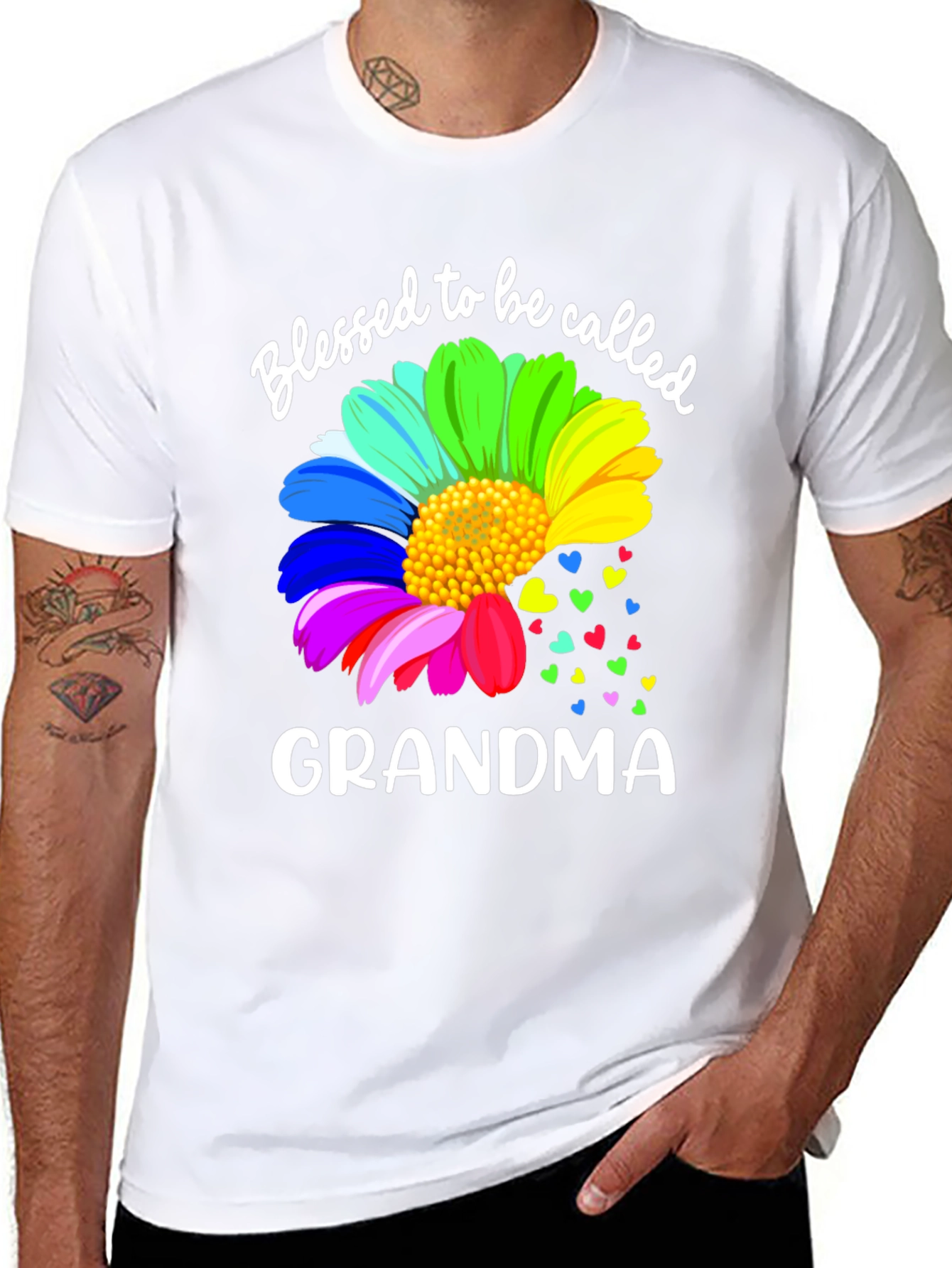 Blessed Grandma Rainbow Flower T-Shirt