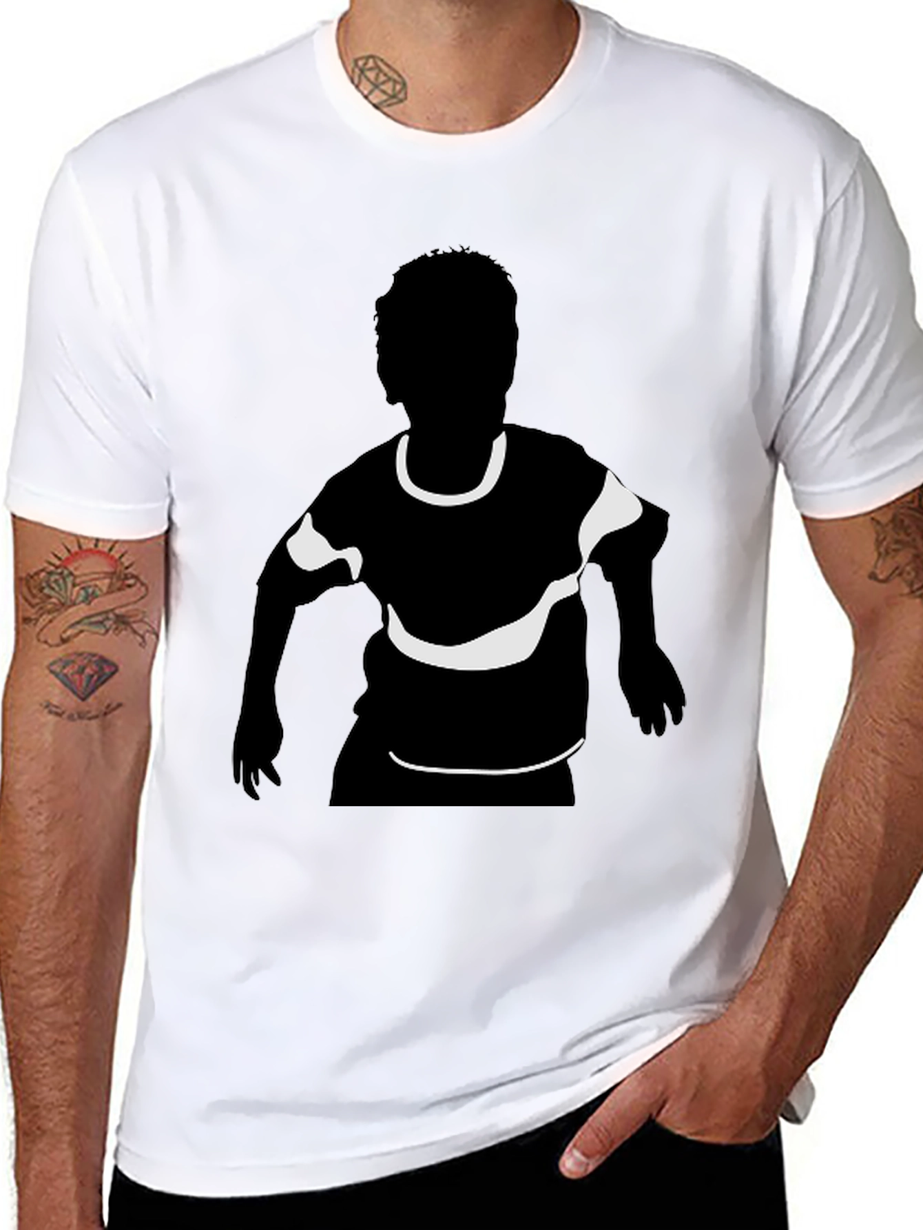 Black T-Shirt with Child Silhouette Graphic Print