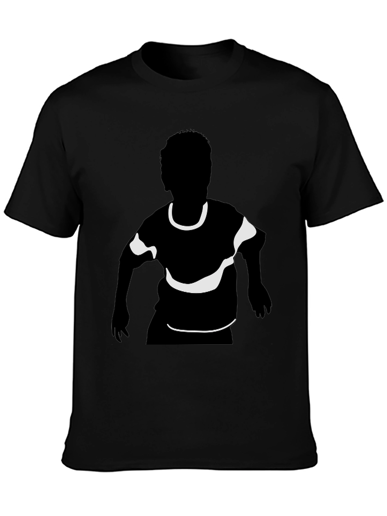 Black T-Shirt with Child Silhouette Graphic Print