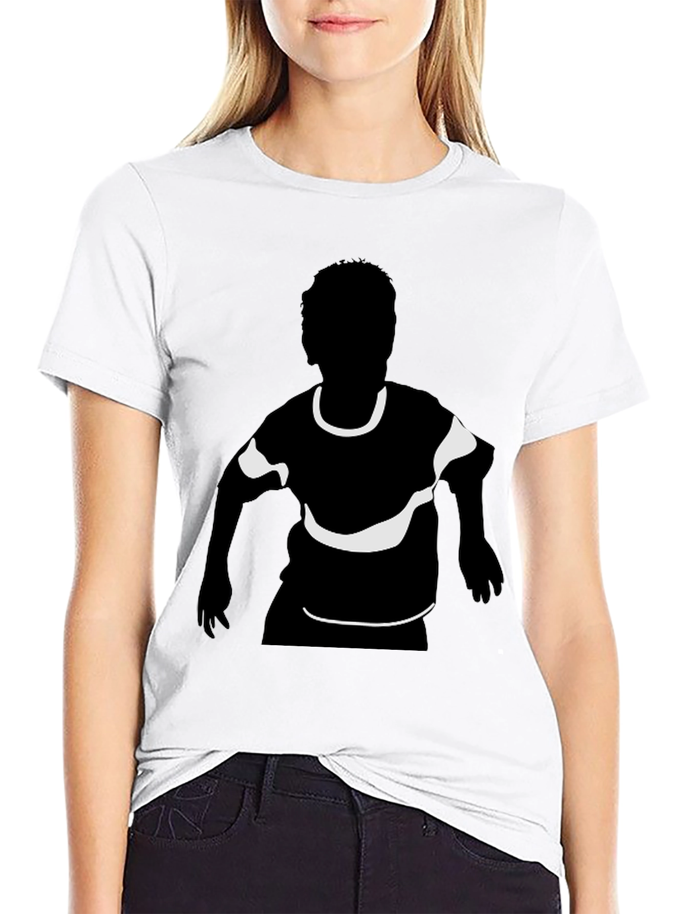 Black T-Shirt with Child Silhouette Graphic Print
