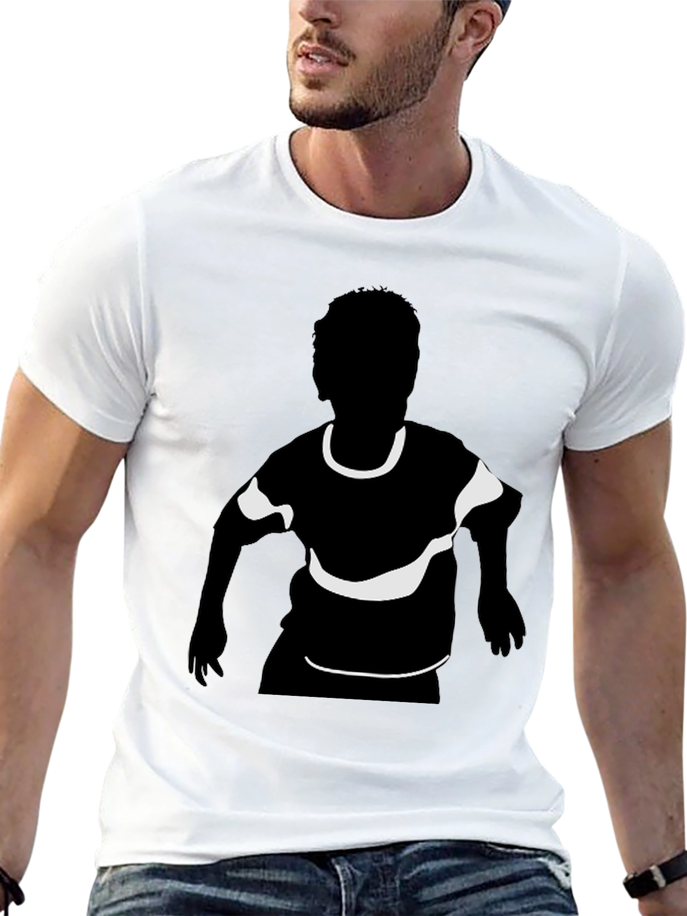 Black T-Shirt with Child Silhouette Graphic Print