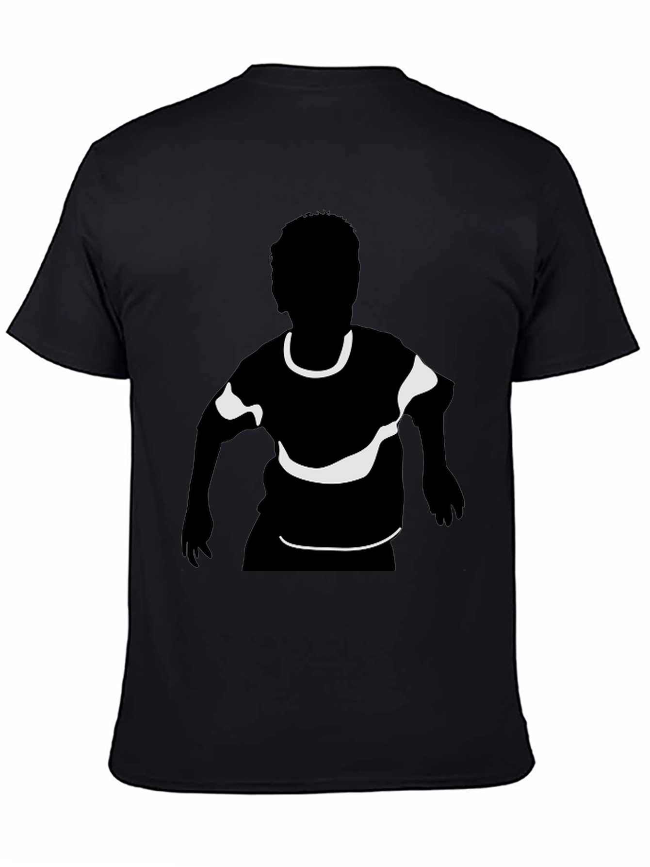 Black T-Shirt with Child Silhouette Graphic Print