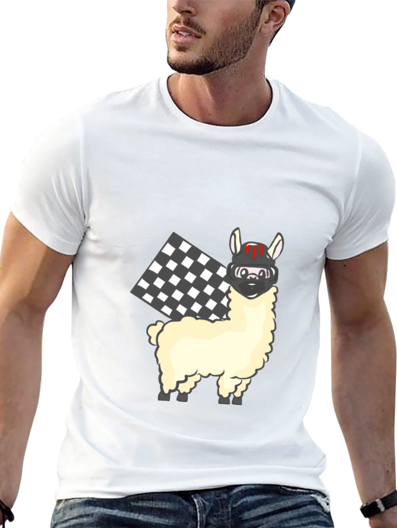 Llama Racer Black T-Shirt
