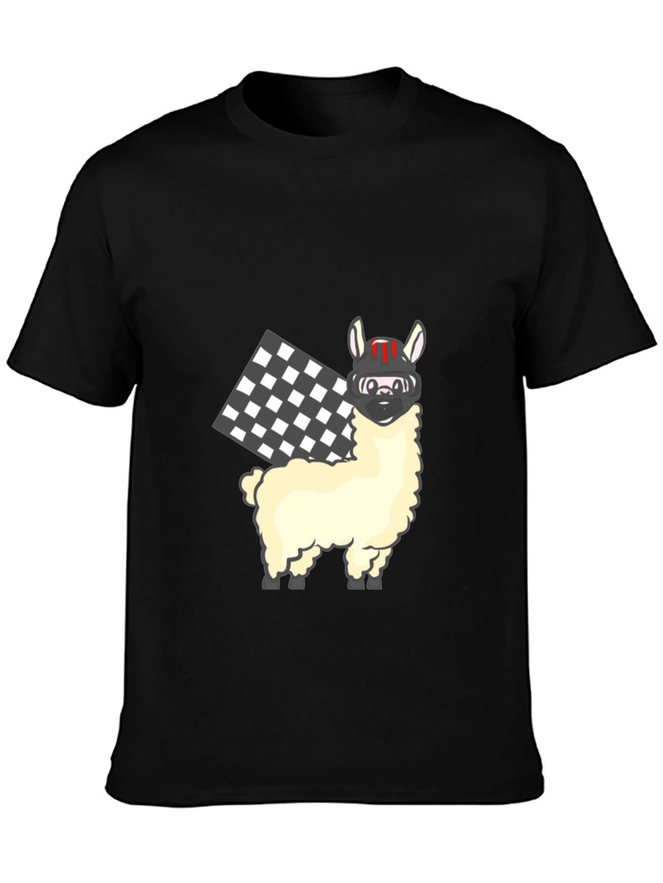 Llama Racer Black T-Shirt