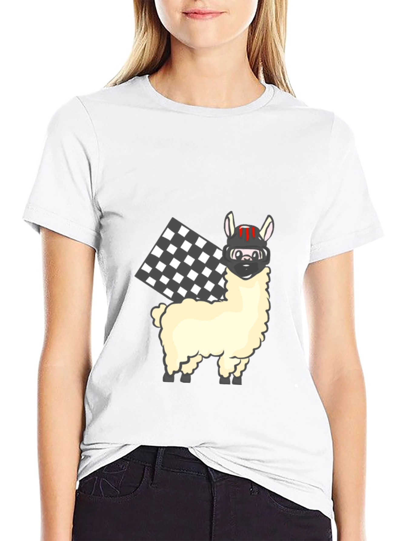 Llama Racer Black T-Shirt
