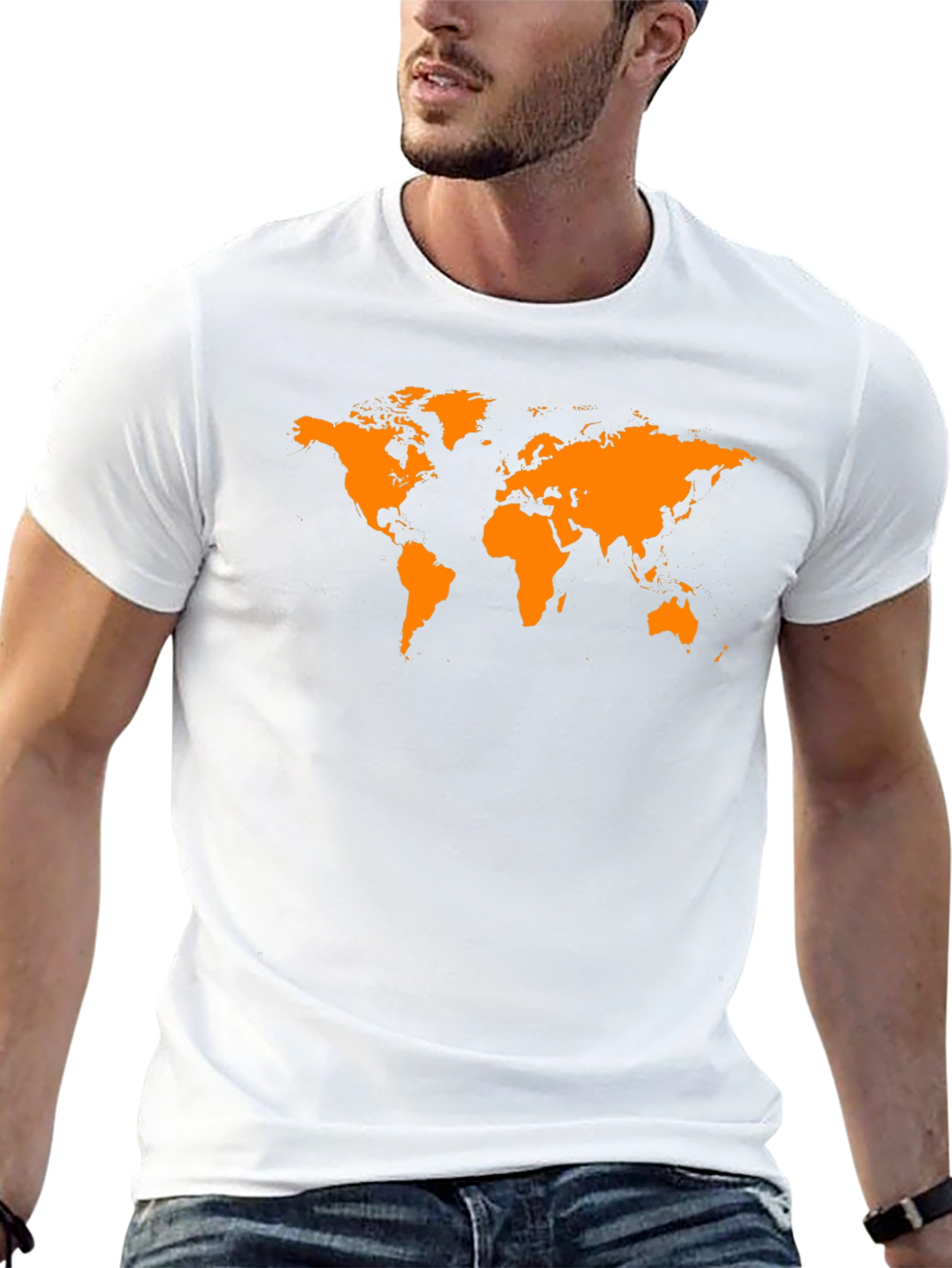World Map Graphic Tee - Black Casual T-Shirt