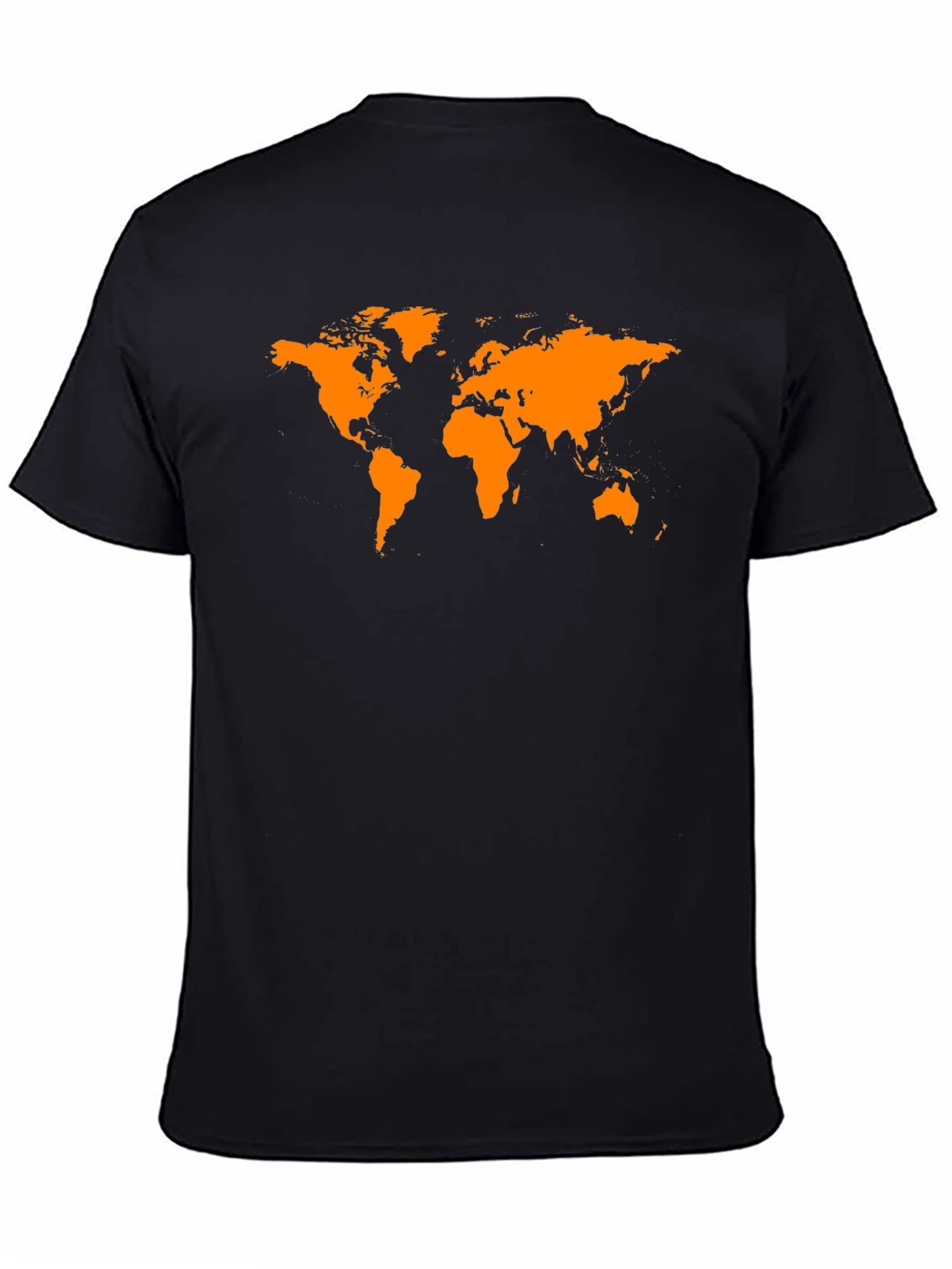 World Map Graphic Tee - Black Casual T-Shirt
