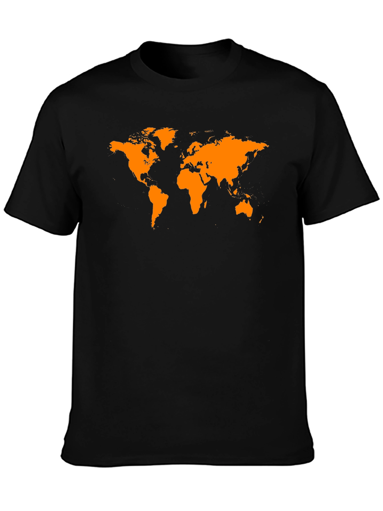 World Map Graphic Tee - Black Casual T-Shirt