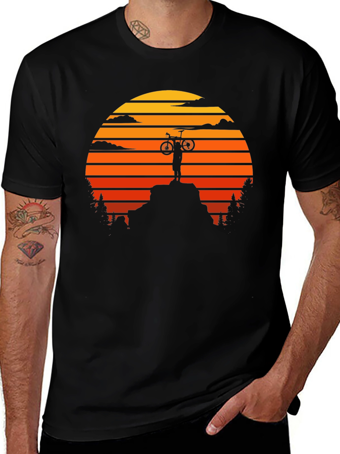 Mountain Biker Sunset Graphic Tee - Adventure Ready