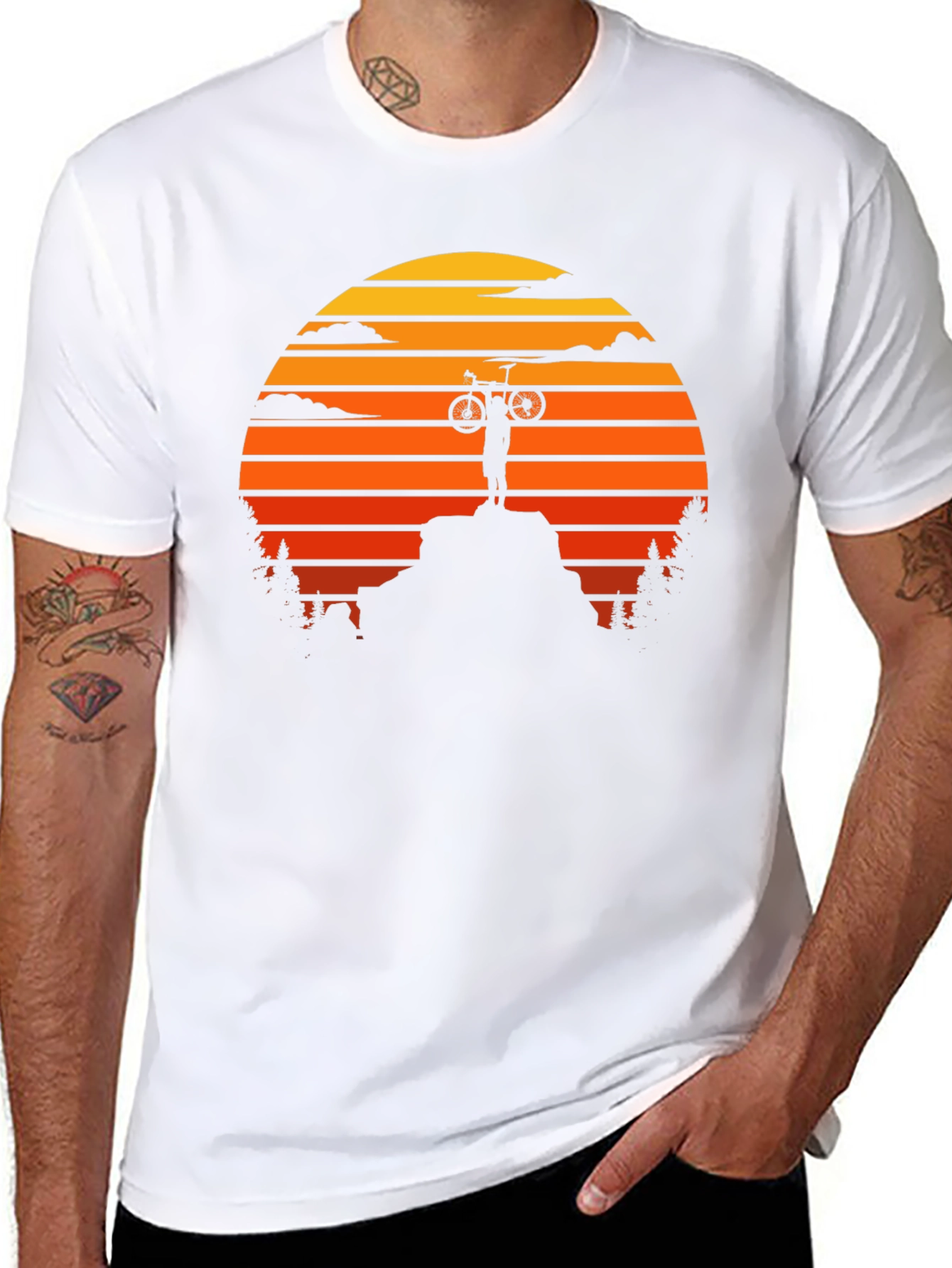 Mountain Biker Sunset Graphic Tee - Adventure Ready