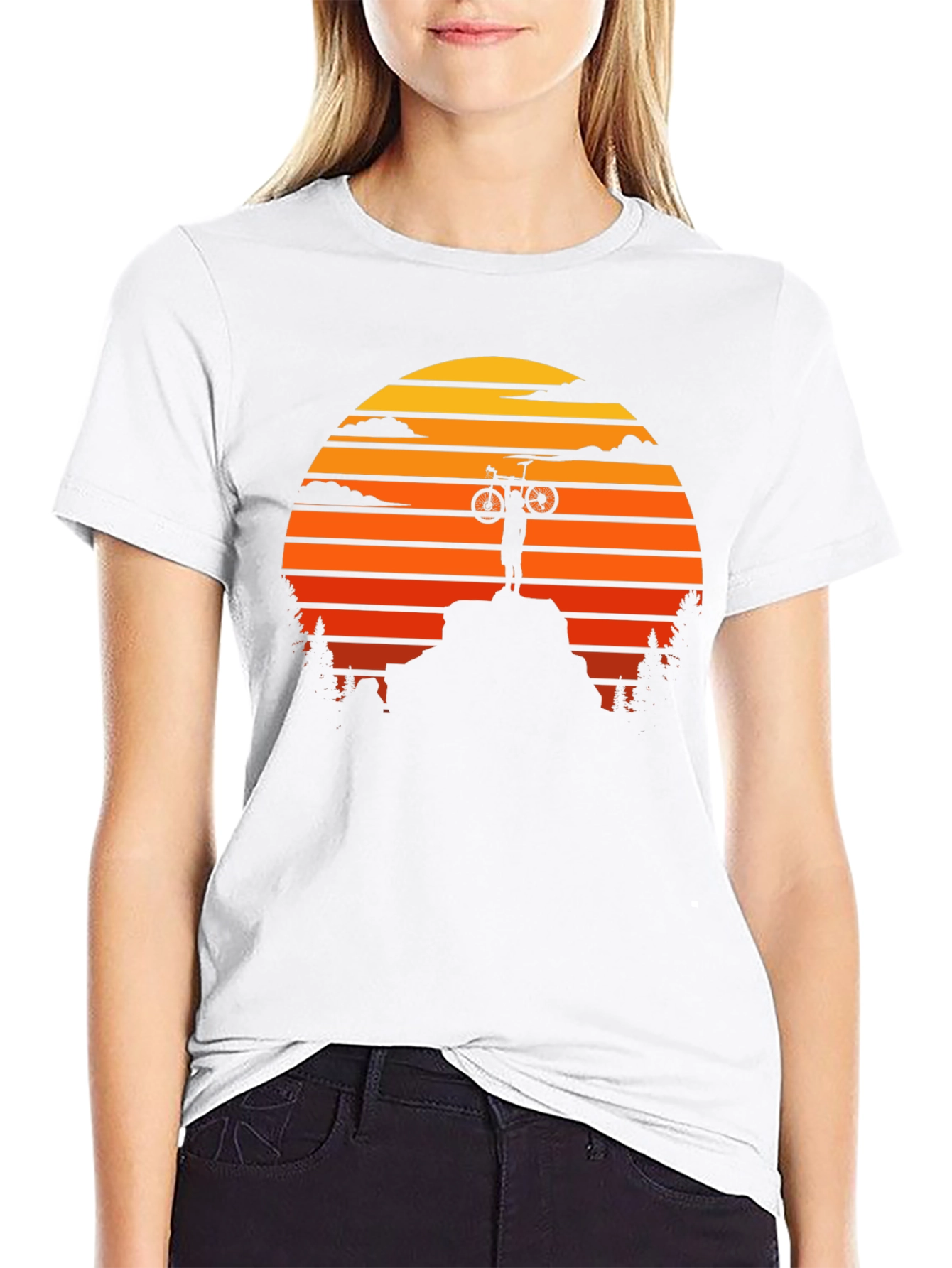 Mountain Biker Sunset Graphic Tee - Adventure Ready