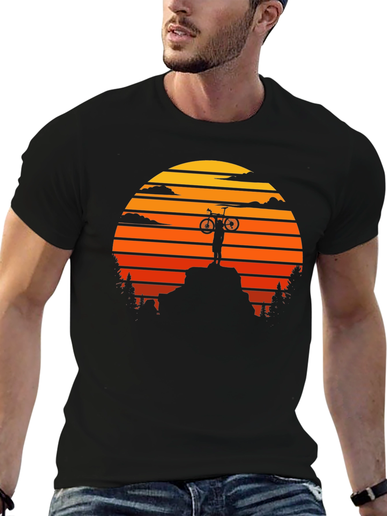 Mountain Biker Sunset Graphic Tee - Adventure Ready