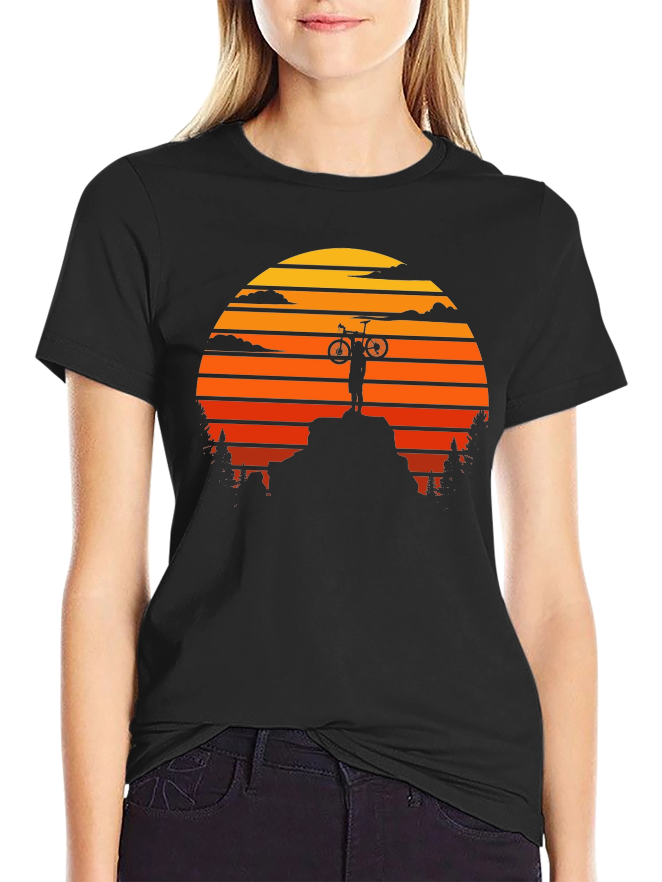 Mountain Biker Sunset Graphic Tee - Adventure Ready