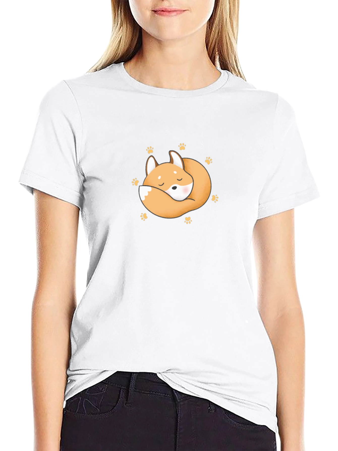 Cute Sleeping Fox Graphic T-Shirt