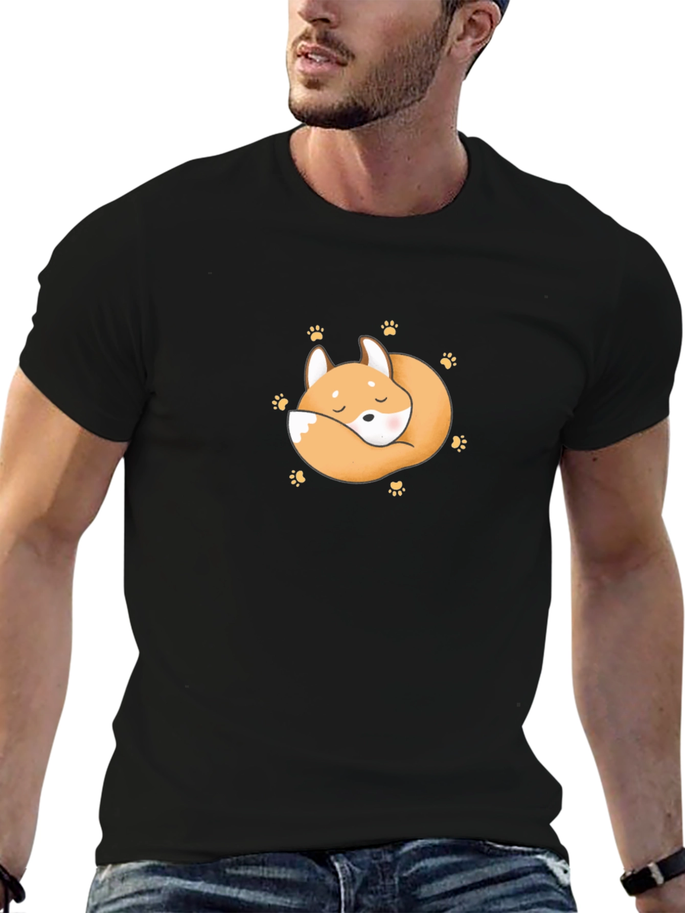 Cute Sleeping Fox Graphic T-Shirt