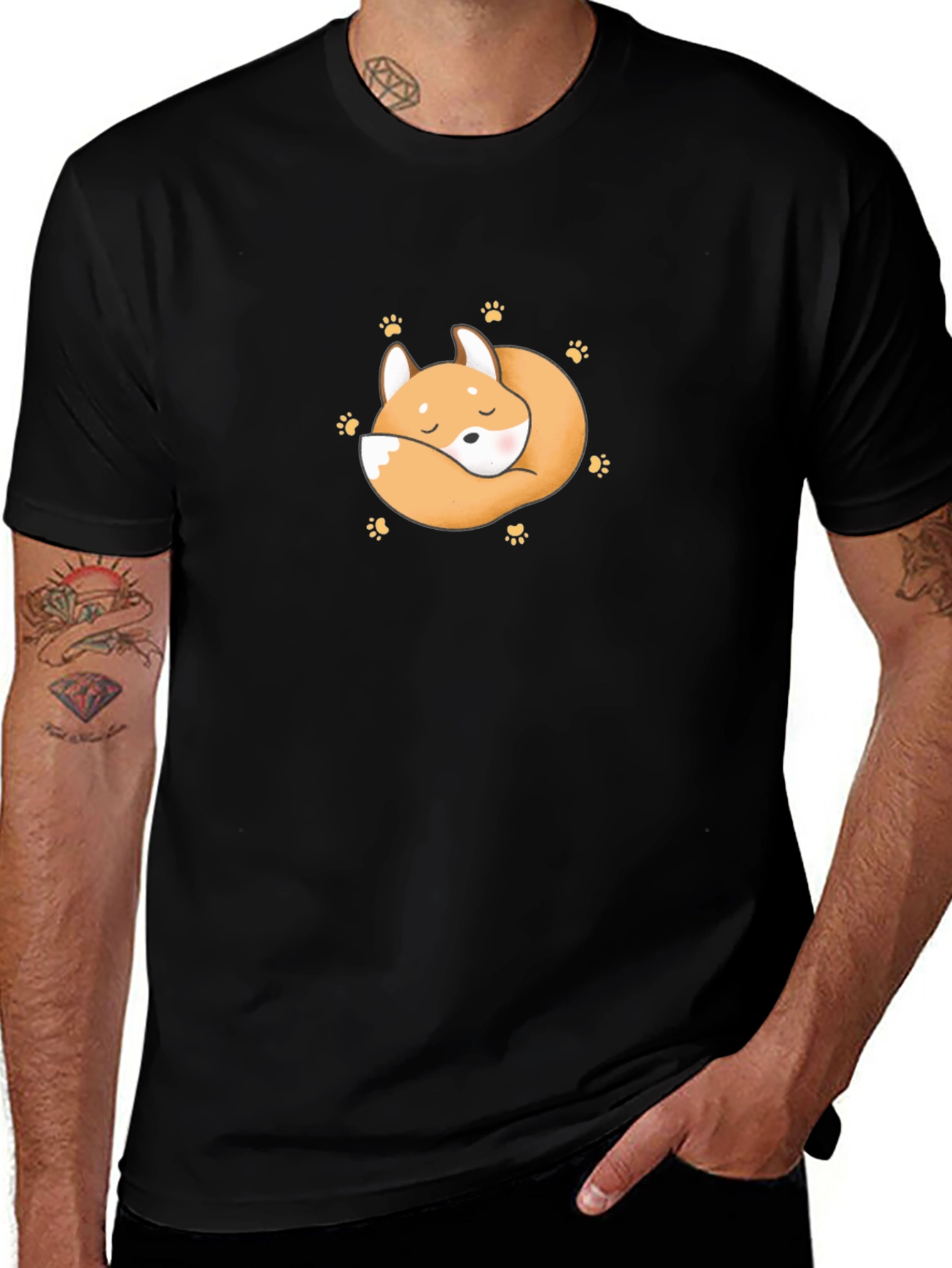 Cute Sleeping Fox Graphic T-Shirt