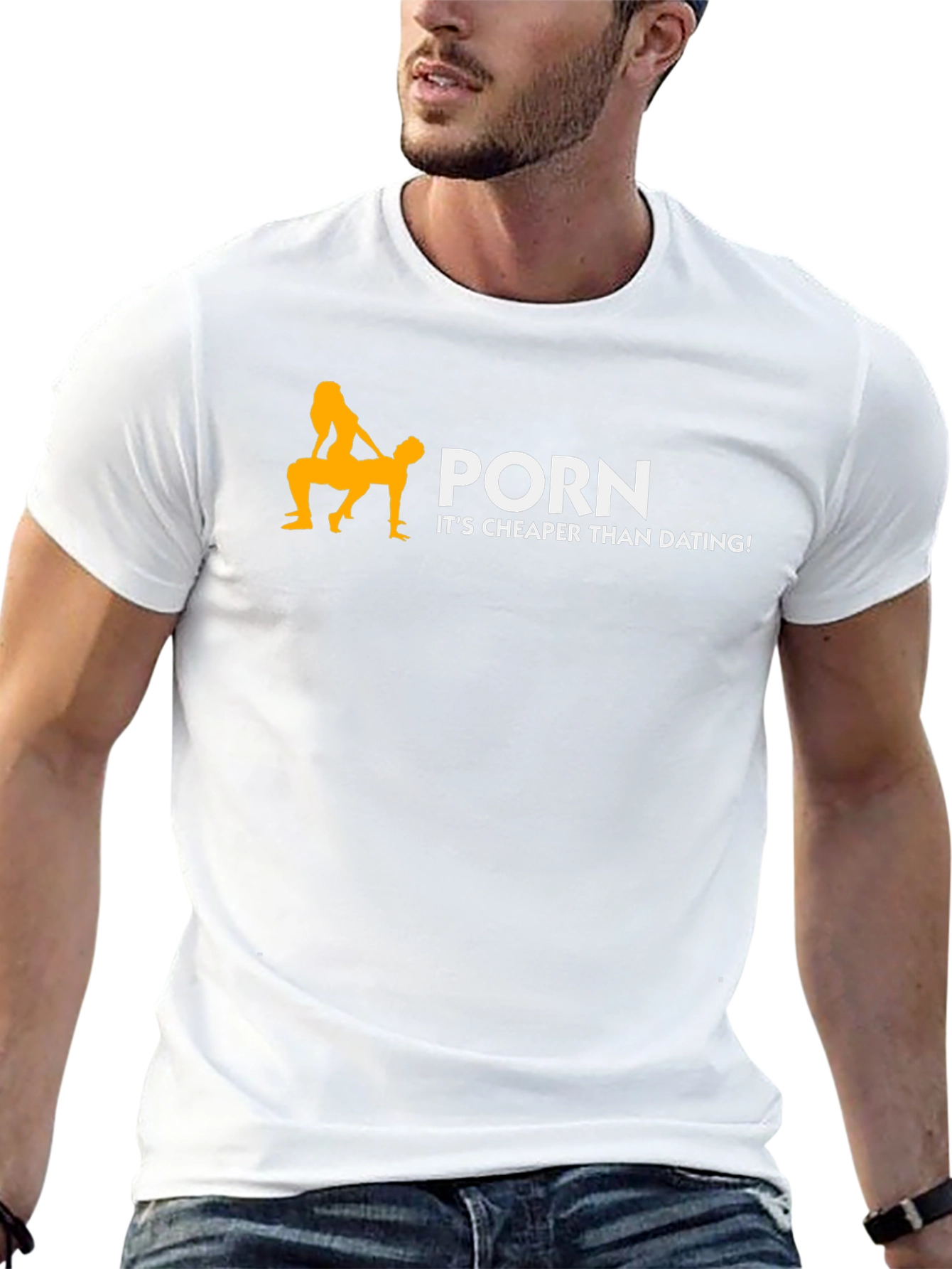 Funny Porn Cheaper Than Dating Black Graphic T-Shirt