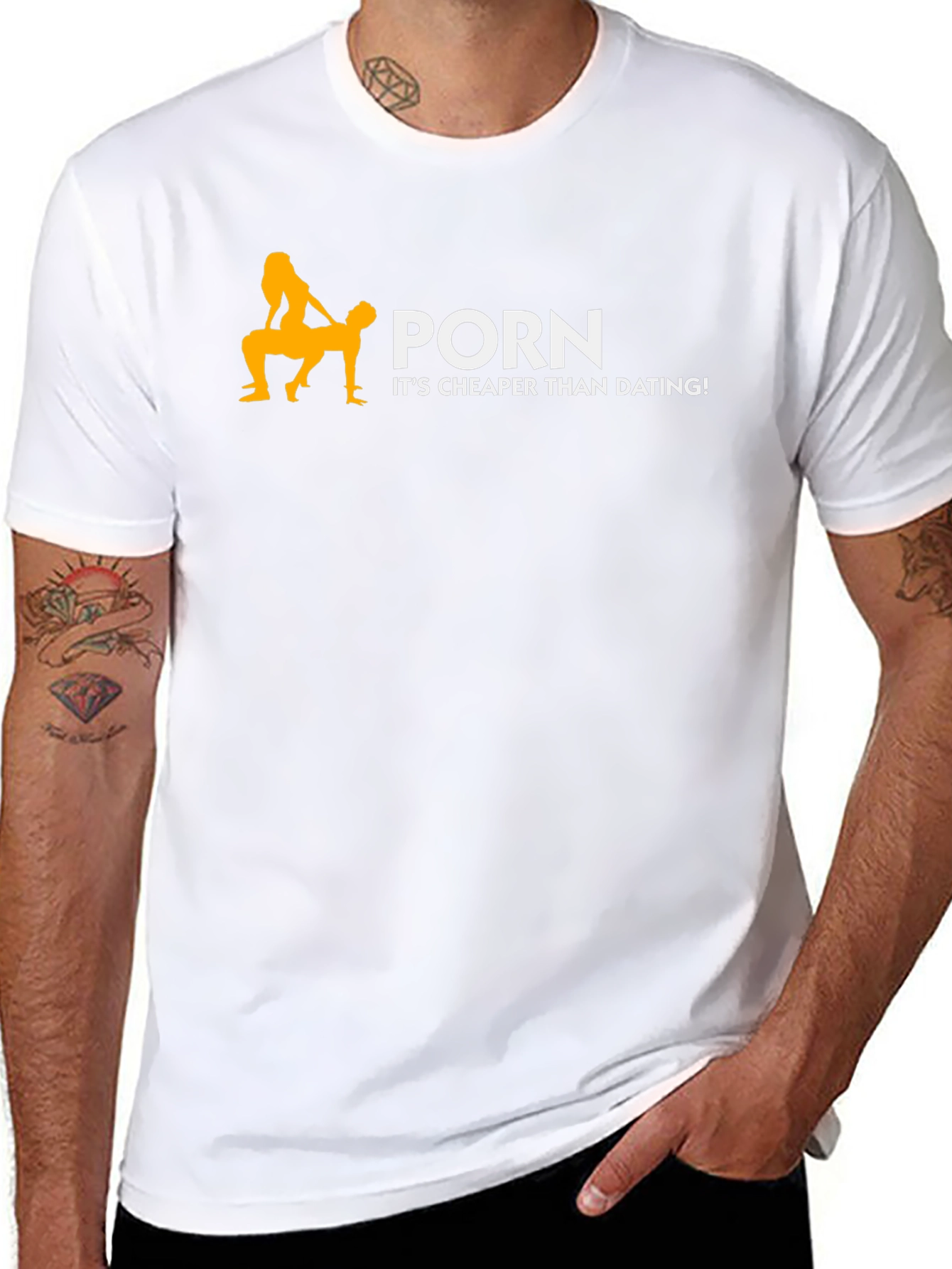 Funny Porn Cheaper Than Dating Black Graphic T-Shirt