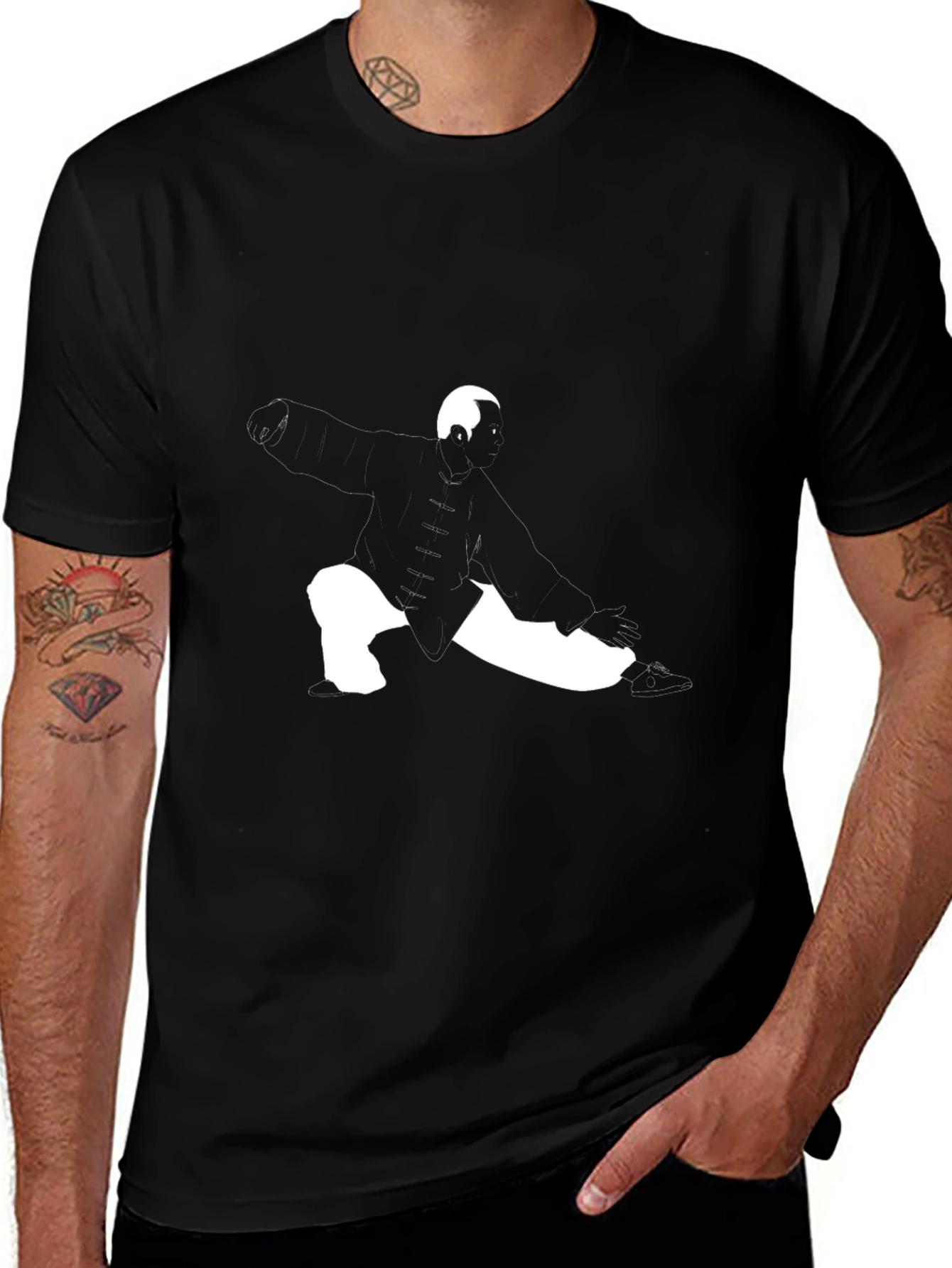Martial Arts Black T-Shirt - Tai Chi Master Design
