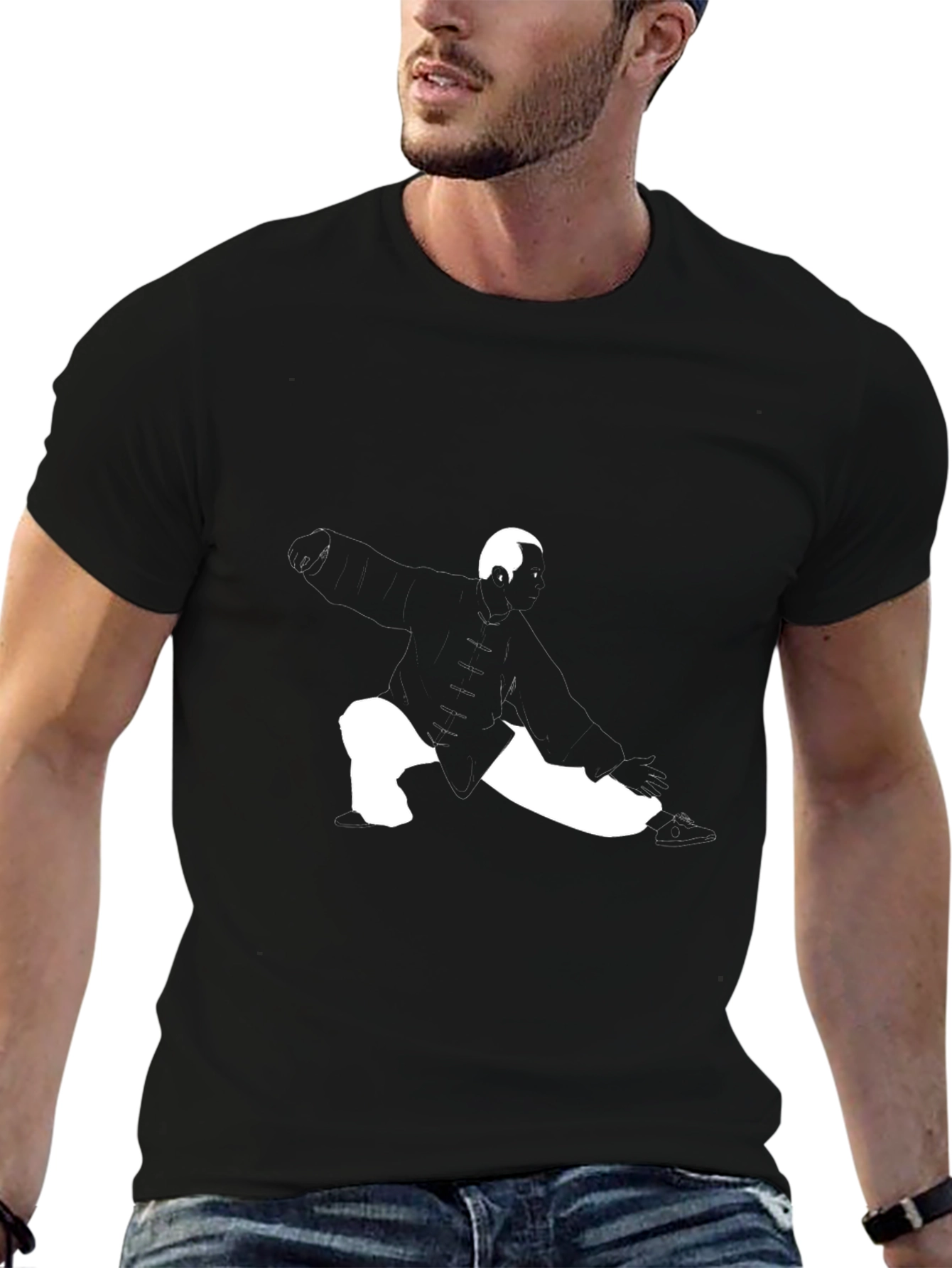 Martial Arts Black T-Shirt - Tai Chi Master Design