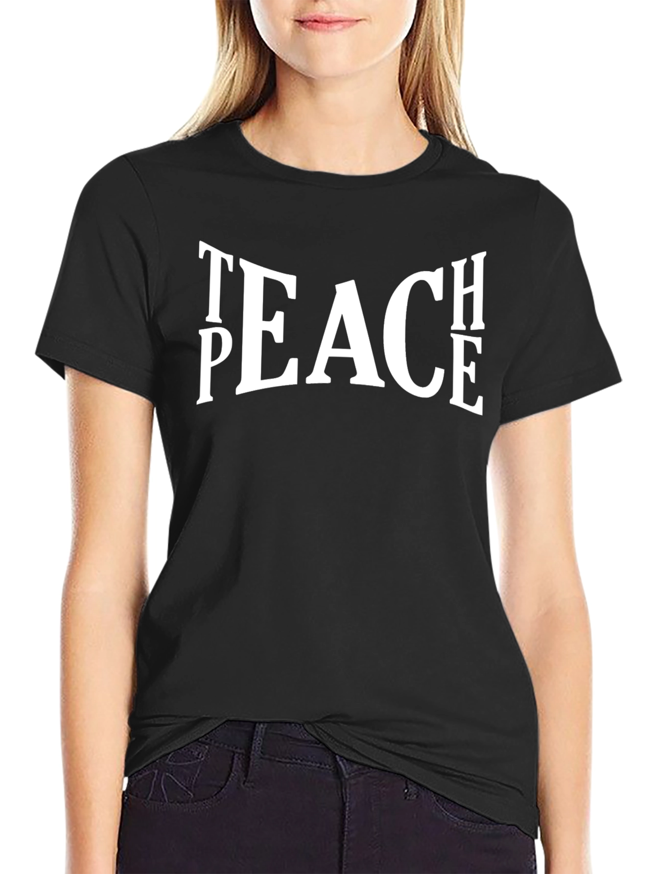 Teach Peace Graphic Tee - Black Cotton T-Shirt