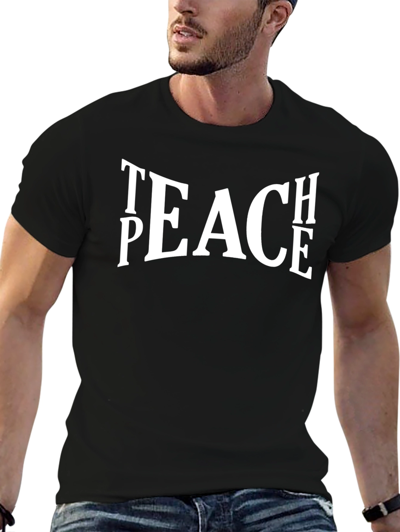 Teach Peace Graphic Tee - Black Cotton T-Shirt