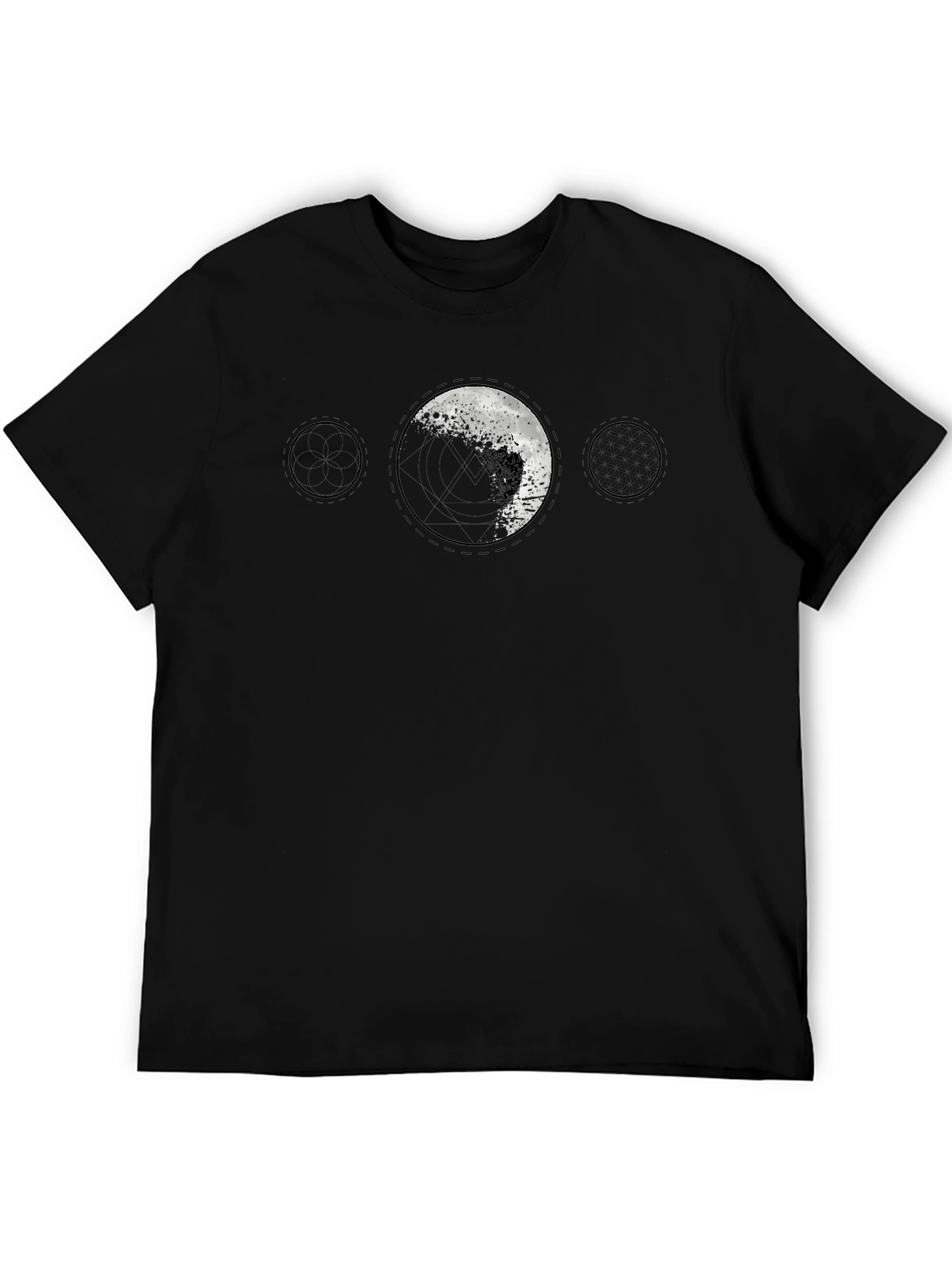 Lunar Phase Graphic Print Black T-Shirt