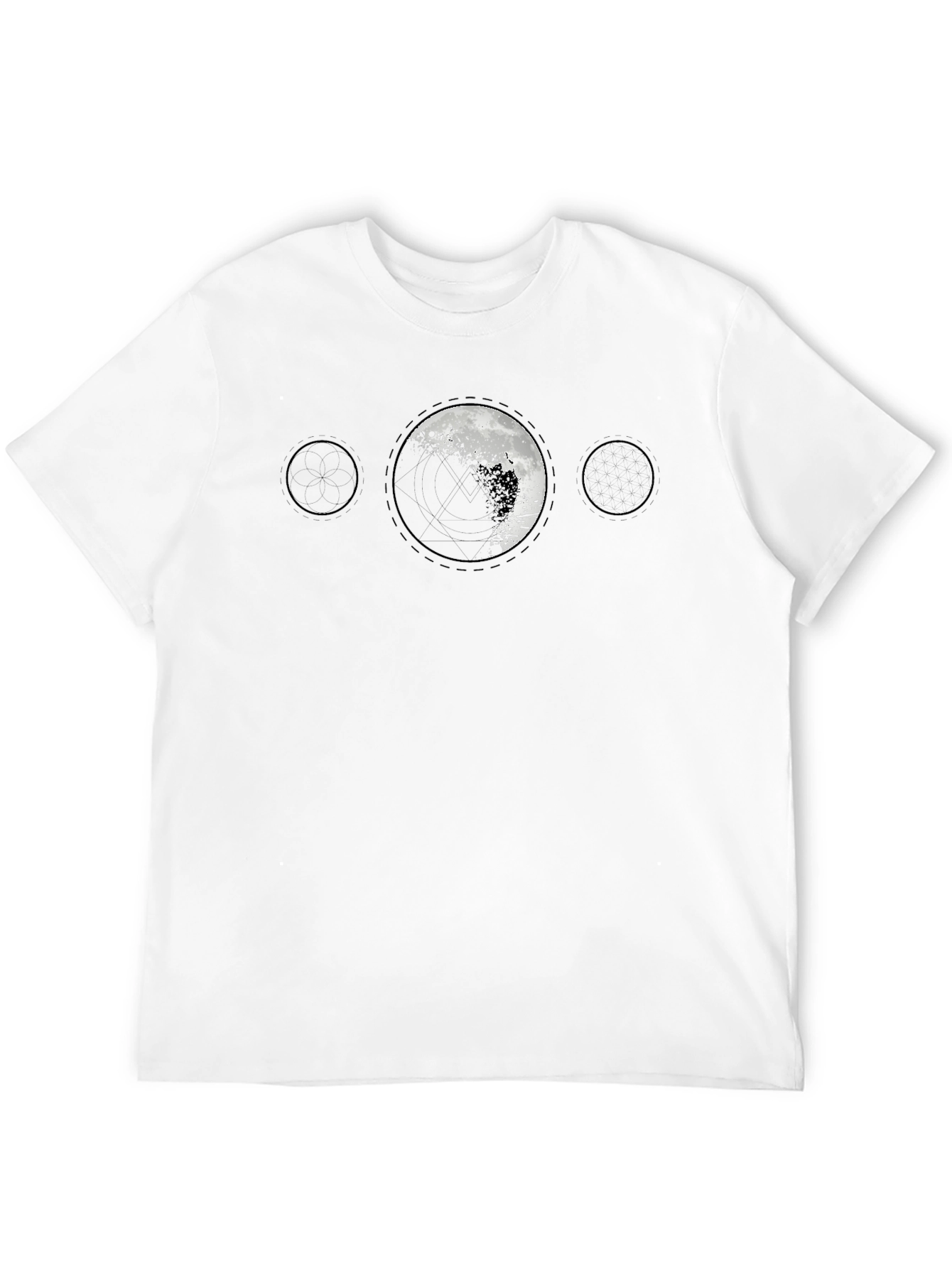 Lunar Phase Graphic Print Black T-Shirt