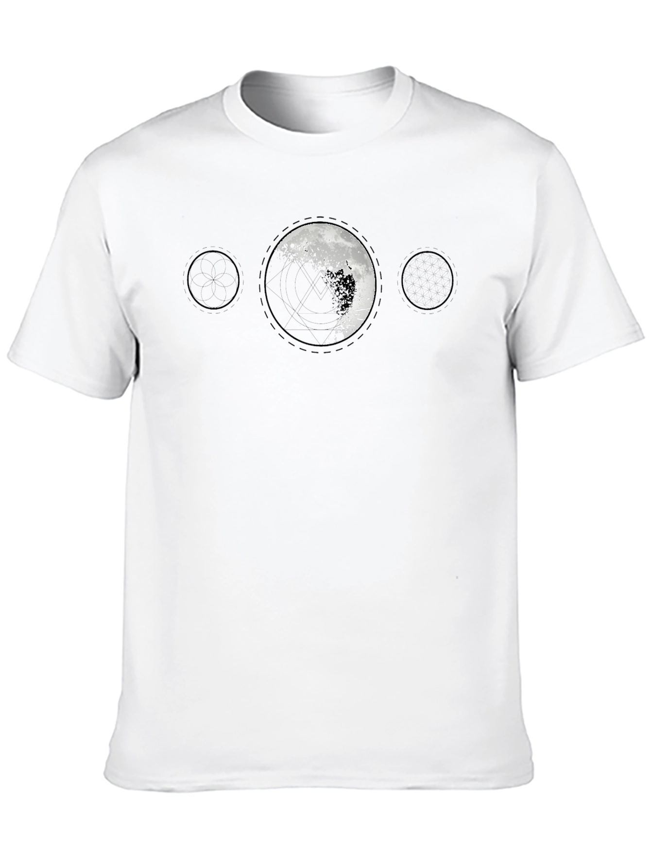 Lunar Phase Graphic Print Black T-Shirt