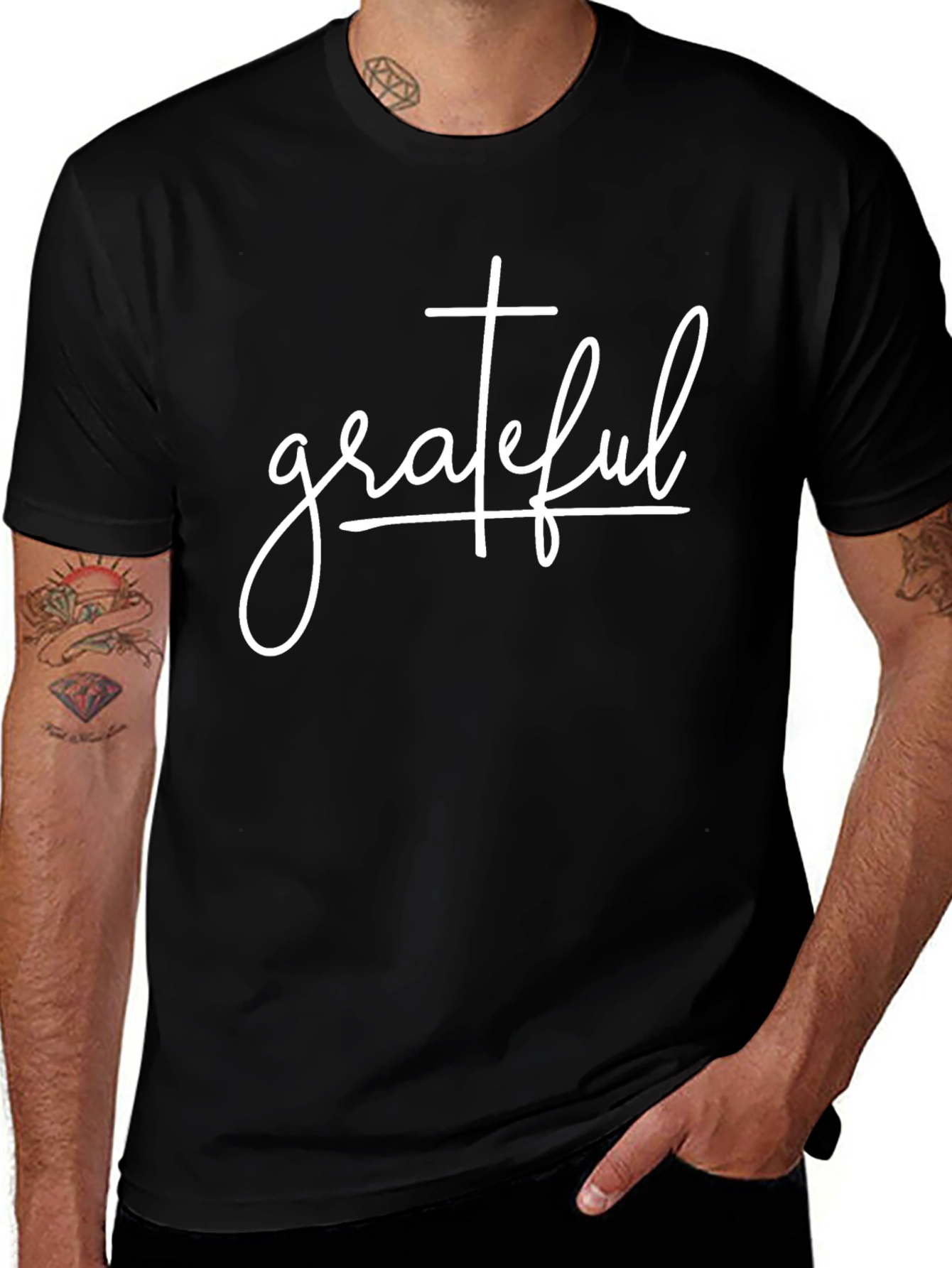 Grateful Graphic Tee - Classic Black Comfort