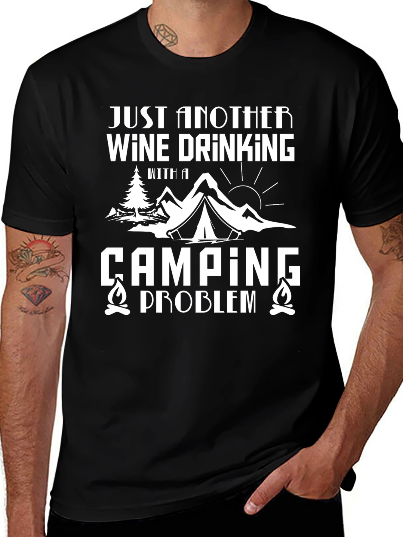 Wine Drinking Camping Problem Graphic Tee