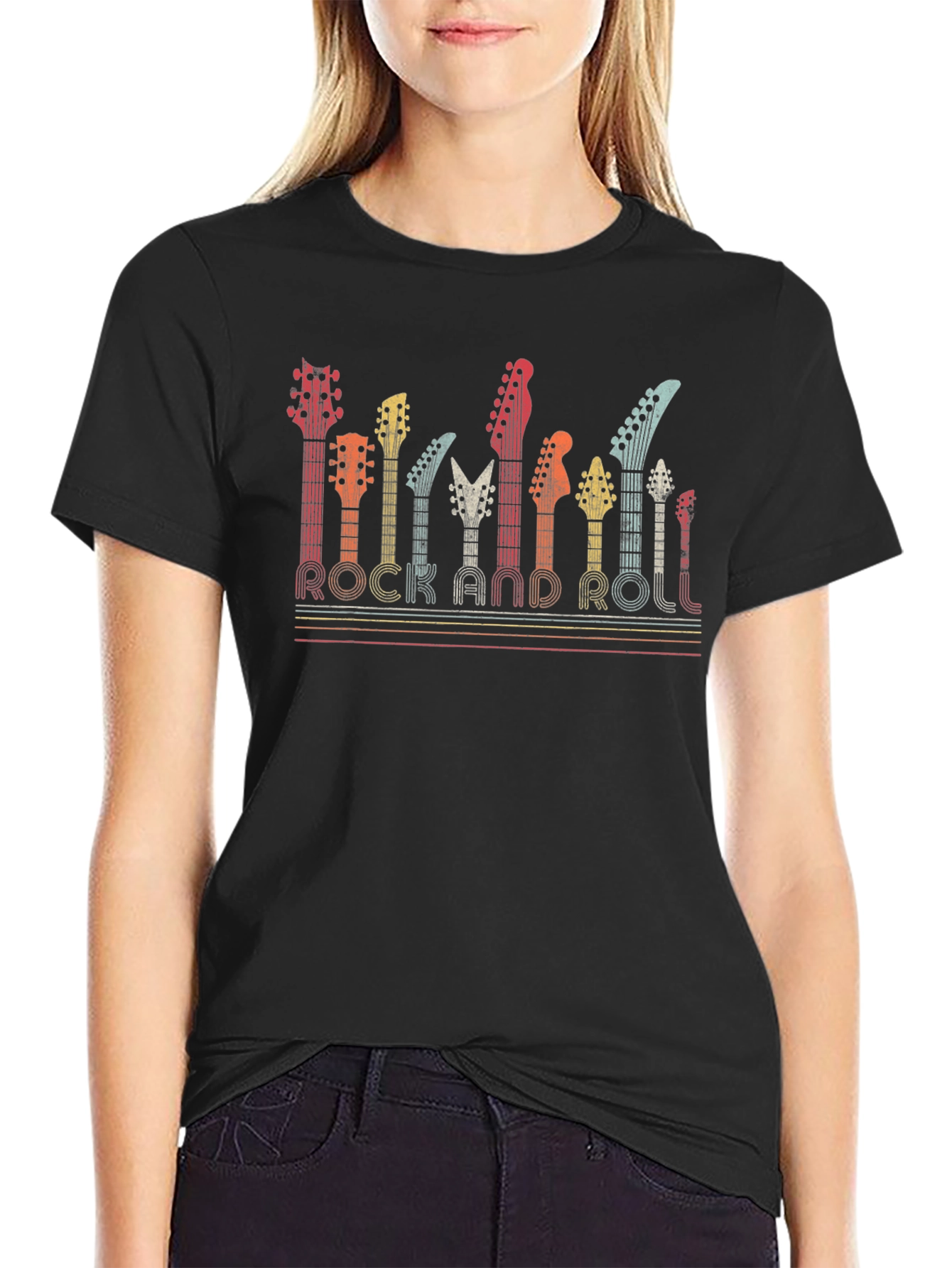 Rock and Roll Guitar T-Shirt Retro Band Tee