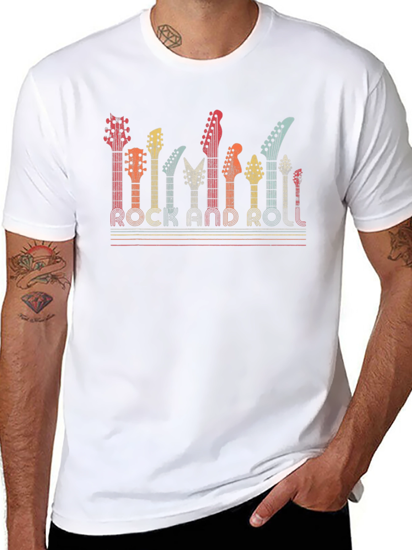 Rock and Roll Guitar T-Shirt Retro Band Tee