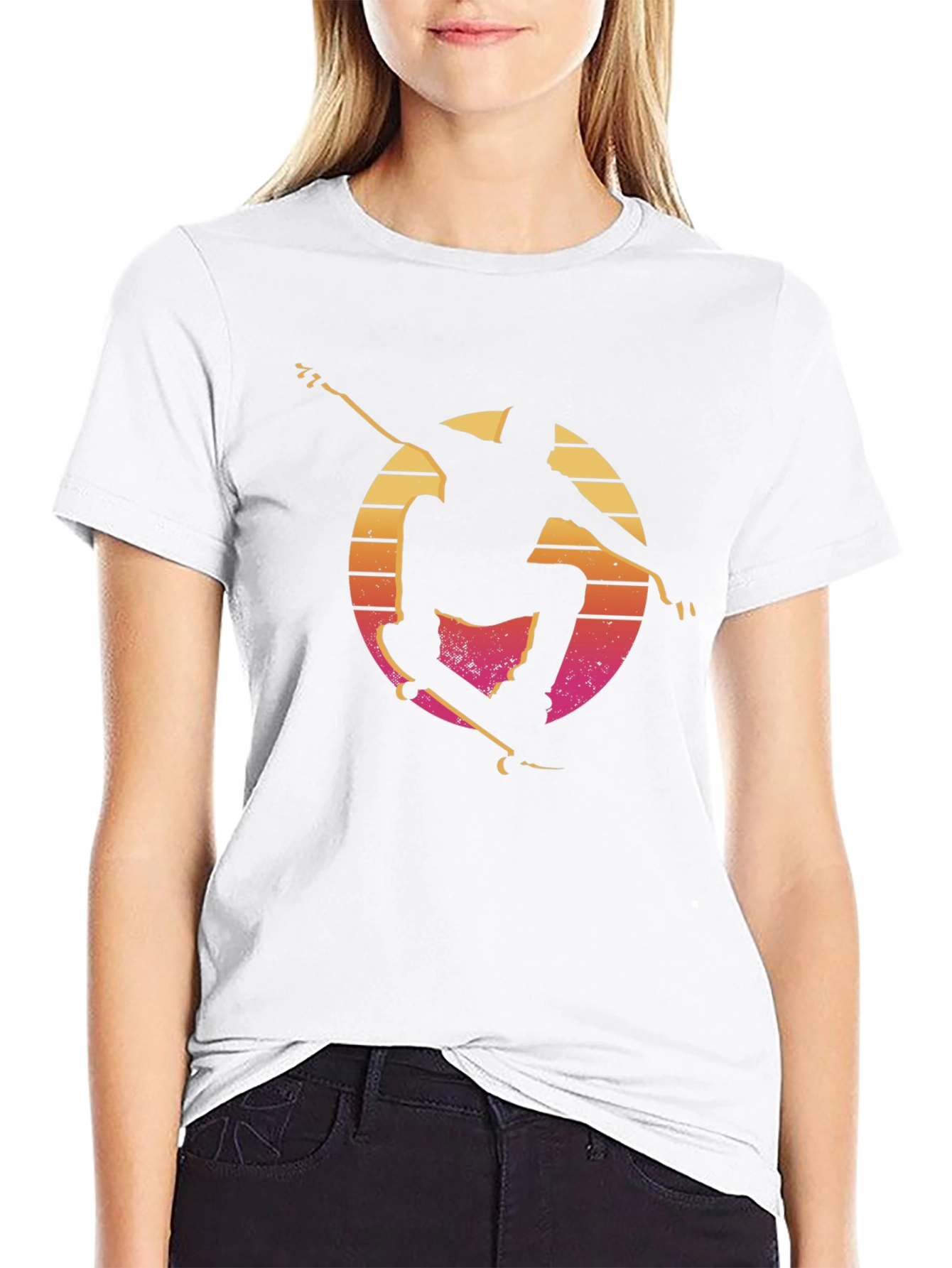 Retro Skateboarder Tee - Sunset Silhouette