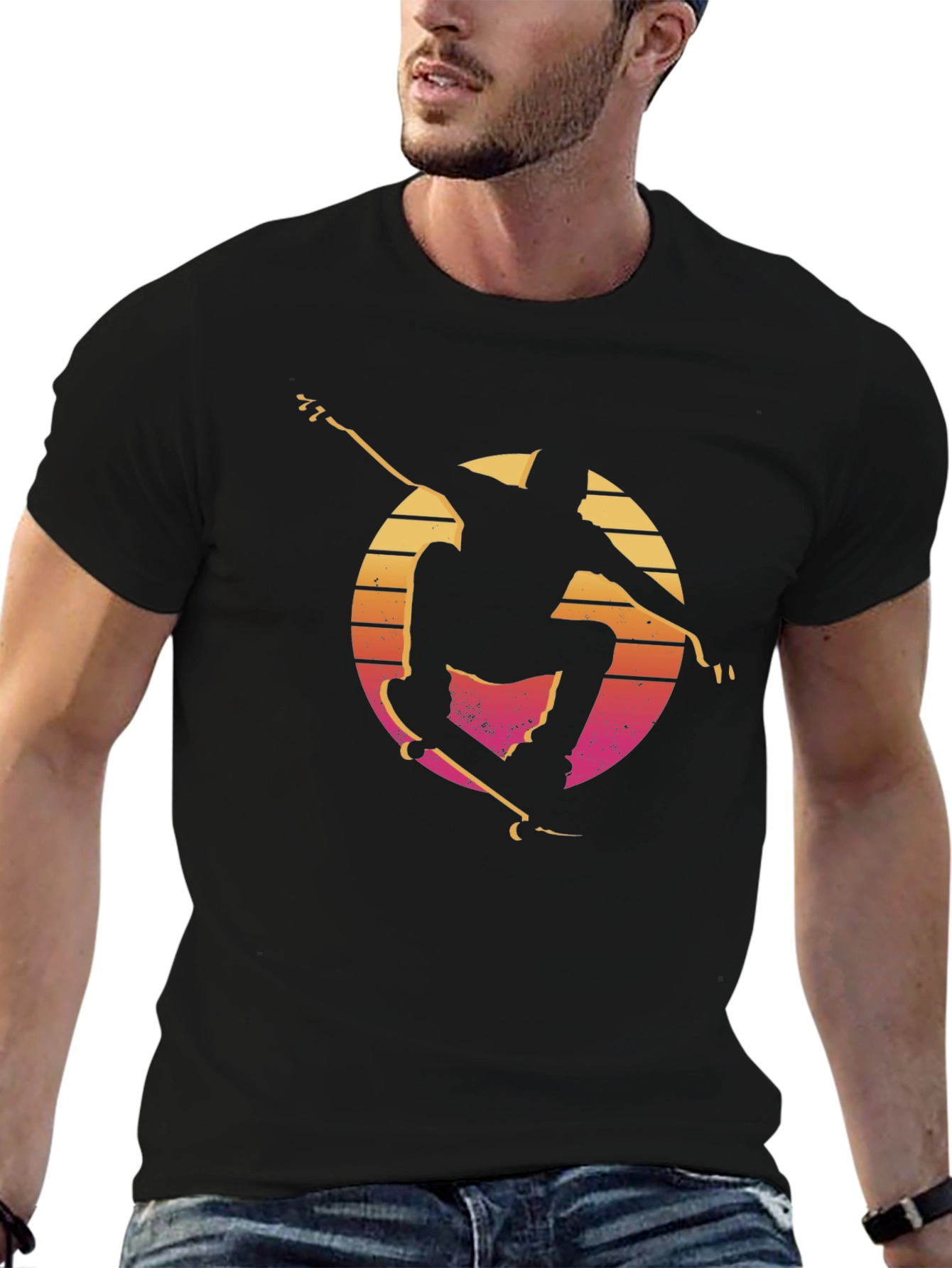 Retro Skateboarder Tee - Sunset Silhouette