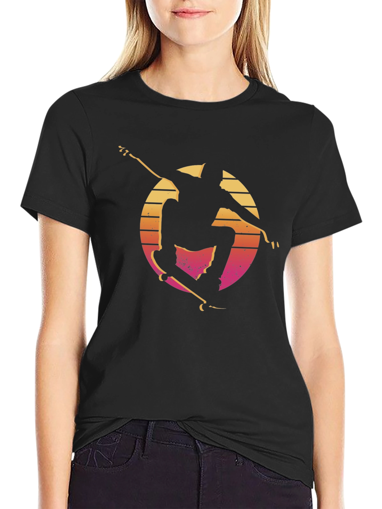 Retro Skateboarder Tee - Sunset Silhouette