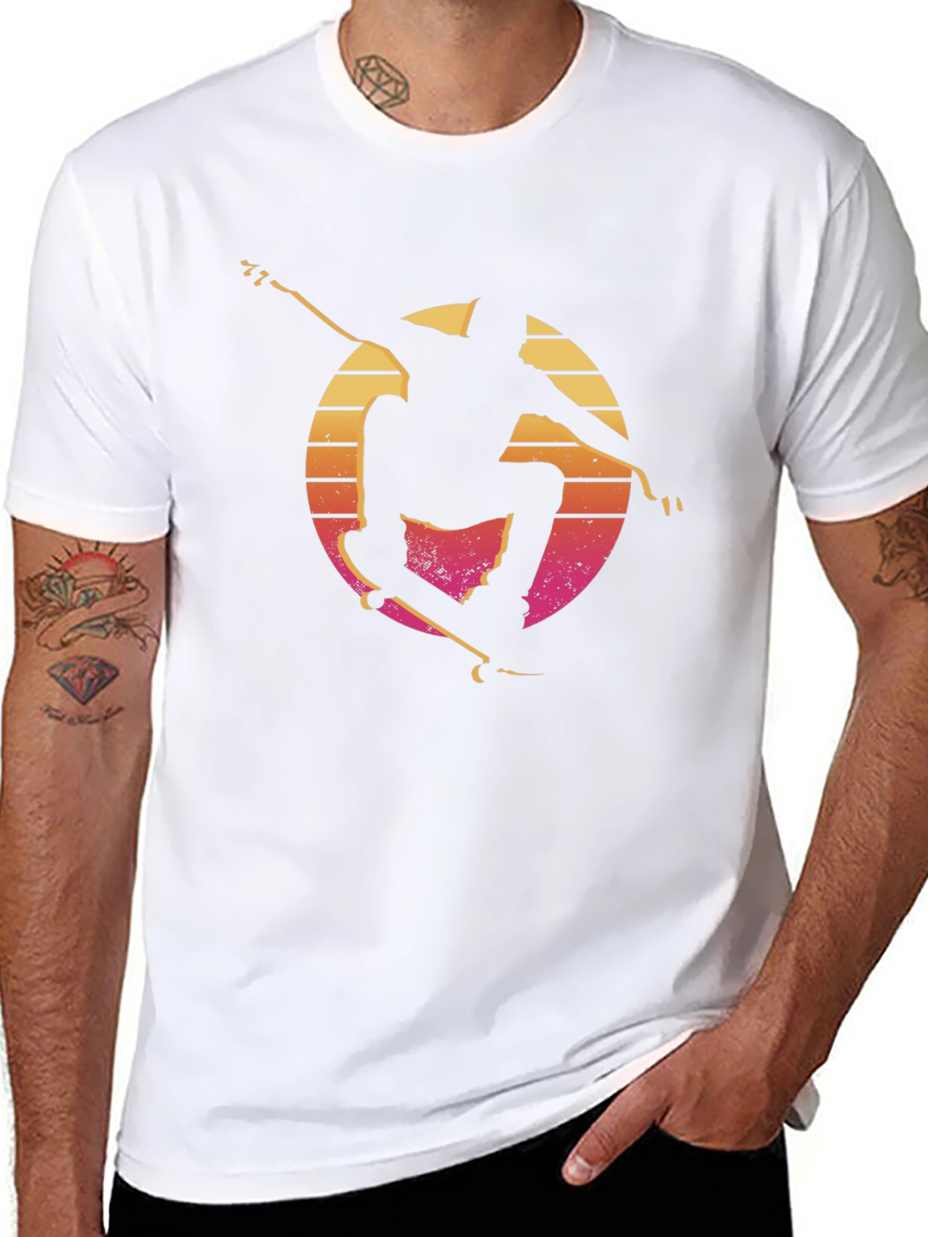 Retro Skateboarder Tee - Sunset Silhouette