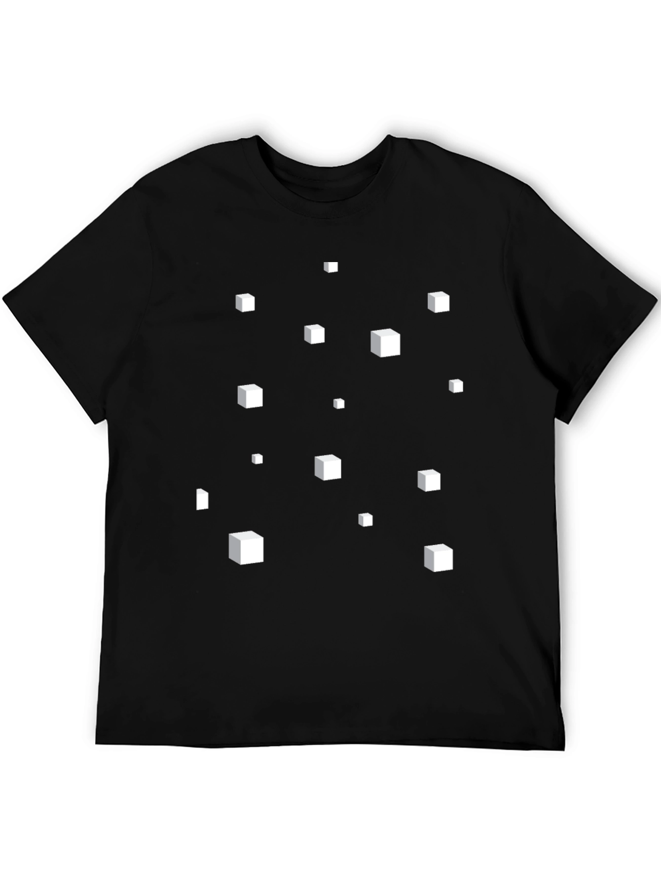Abstract 3D Cube Pattern Black T-Shirt